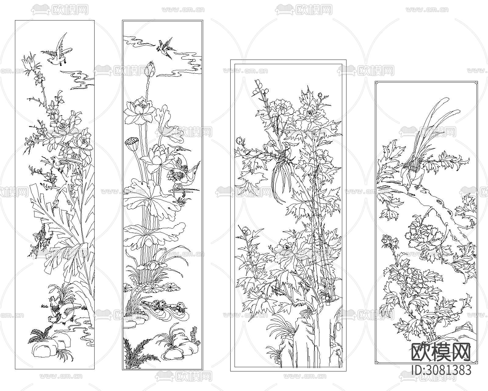 中式雕刻cad图库下载（渲染图10）