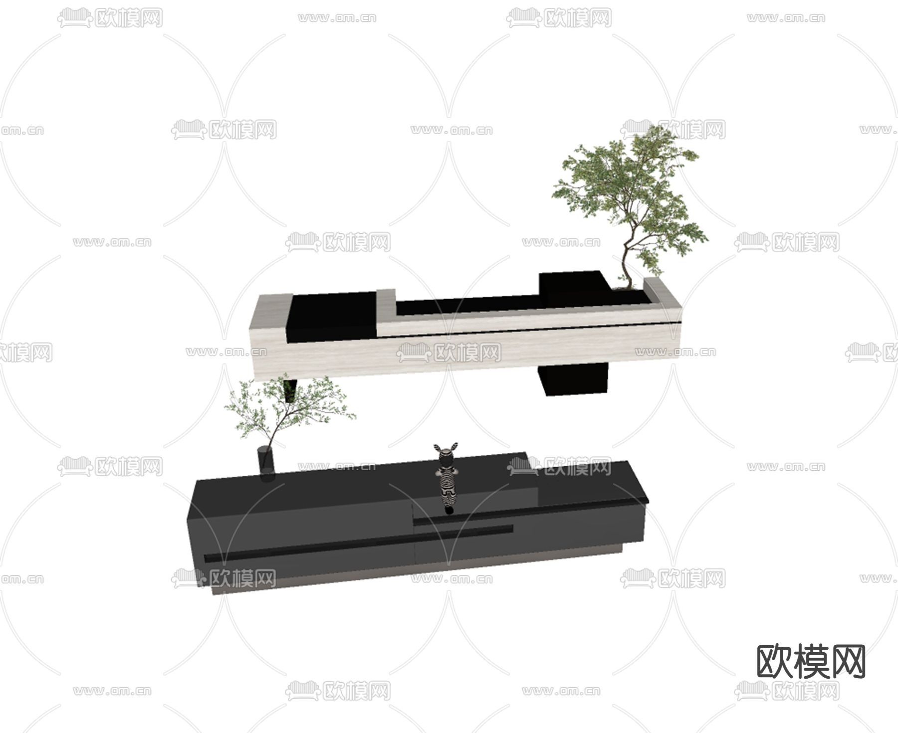 现代前台su模型下载（渲染图1）