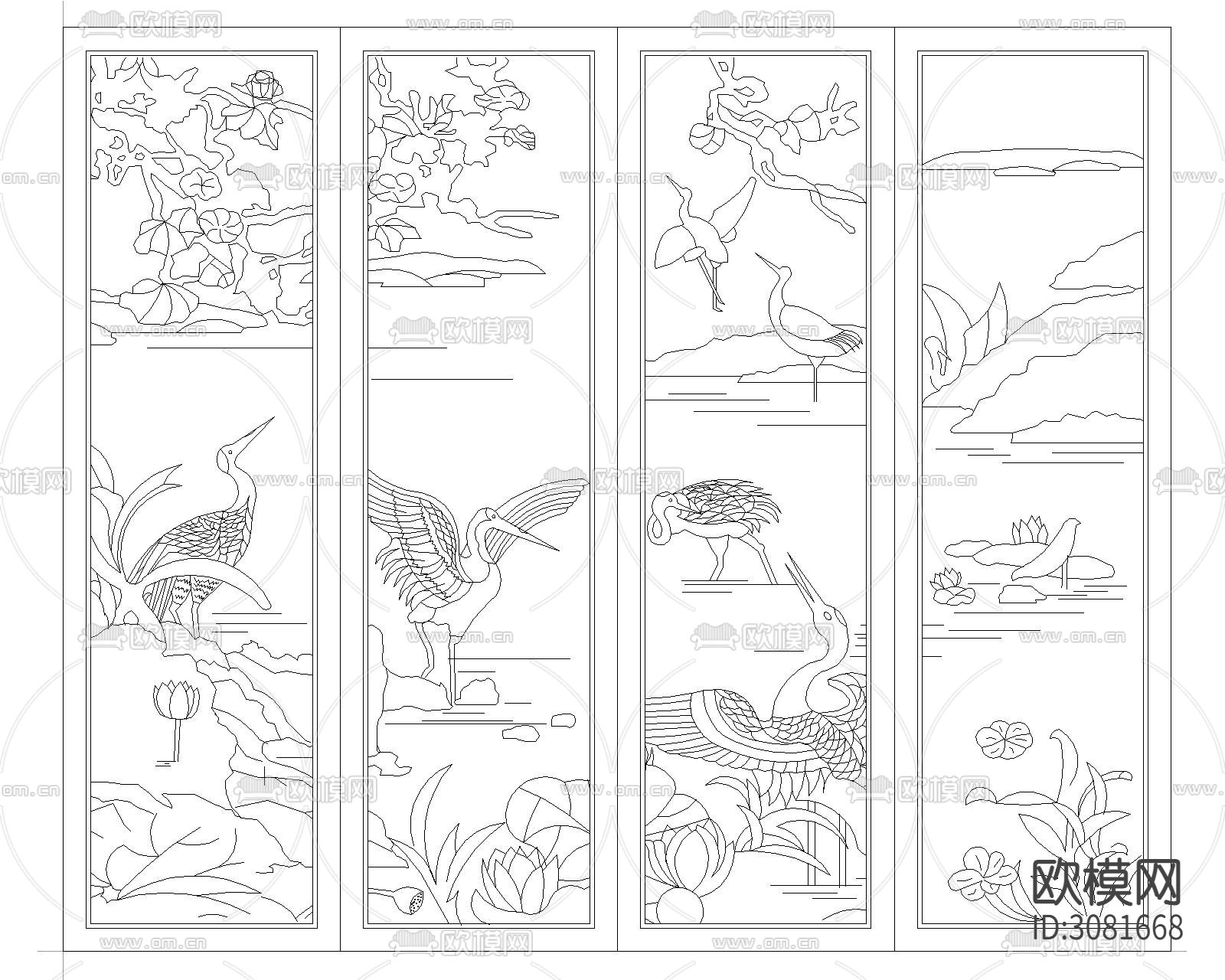 中式雕花cad图库下载（渲染图2）