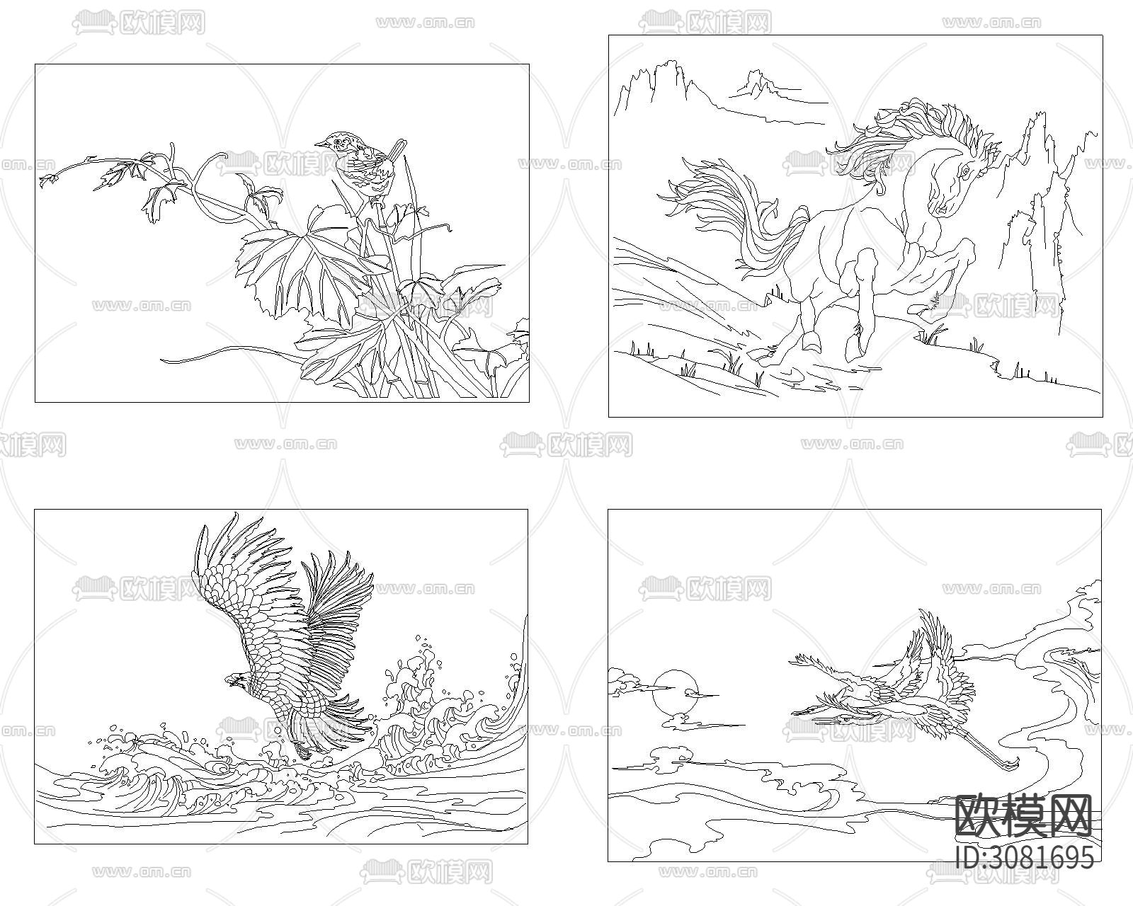 装饰画cad图库下载（渲染图4）