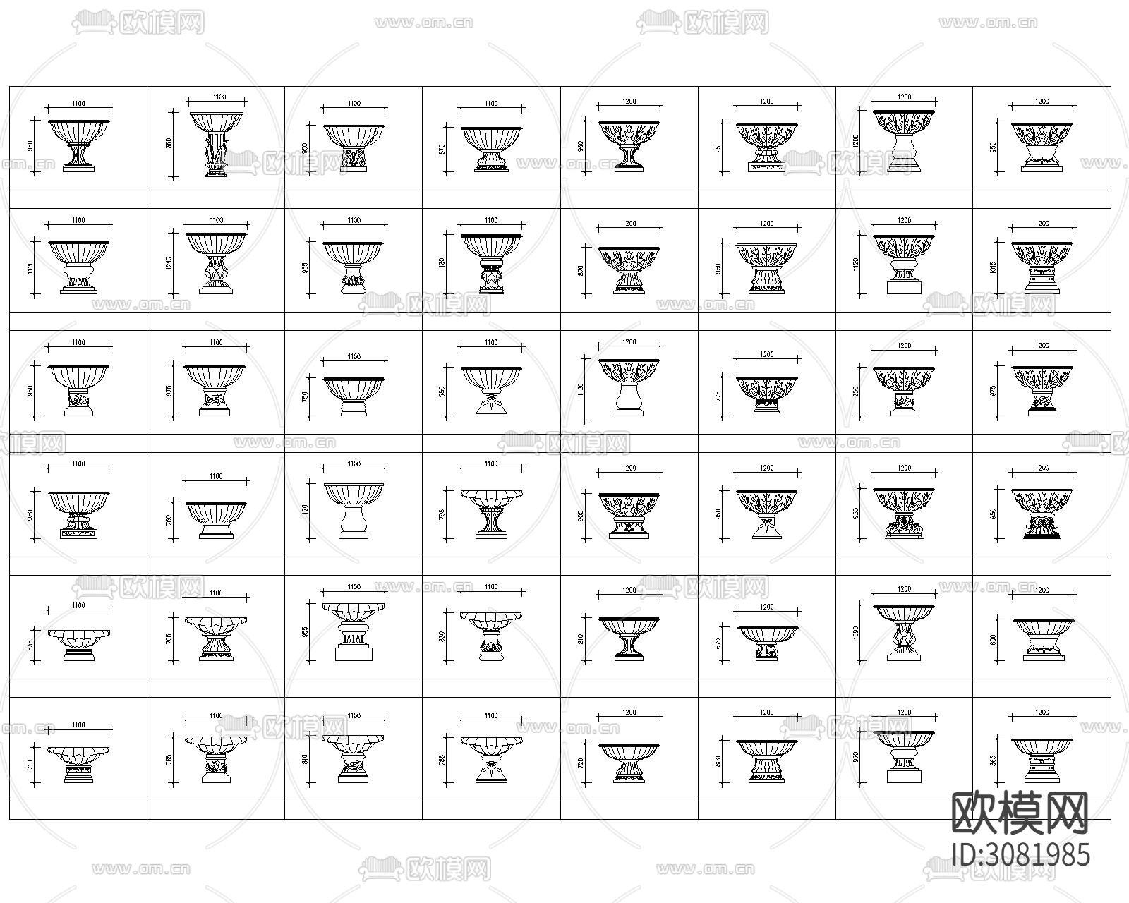 花盆cad图库下载（渲染图1）