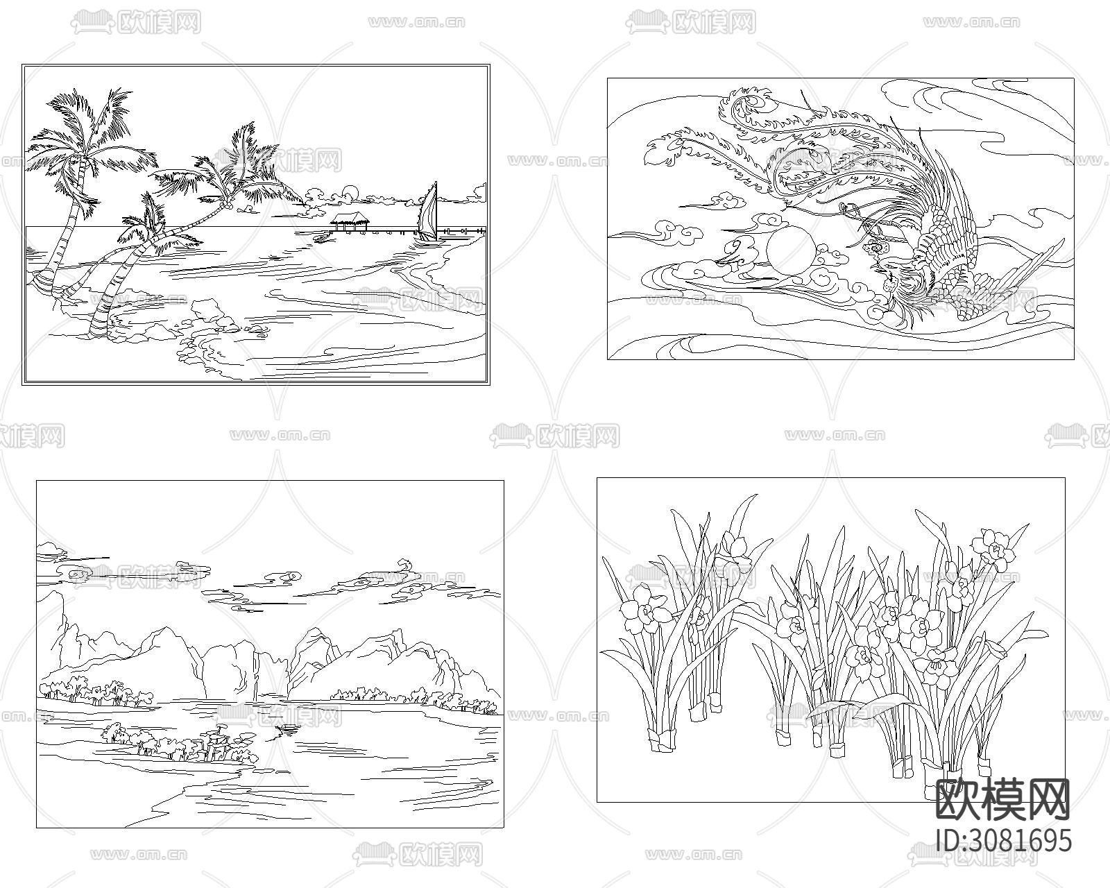 装饰画cad图库下载（渲染图2）