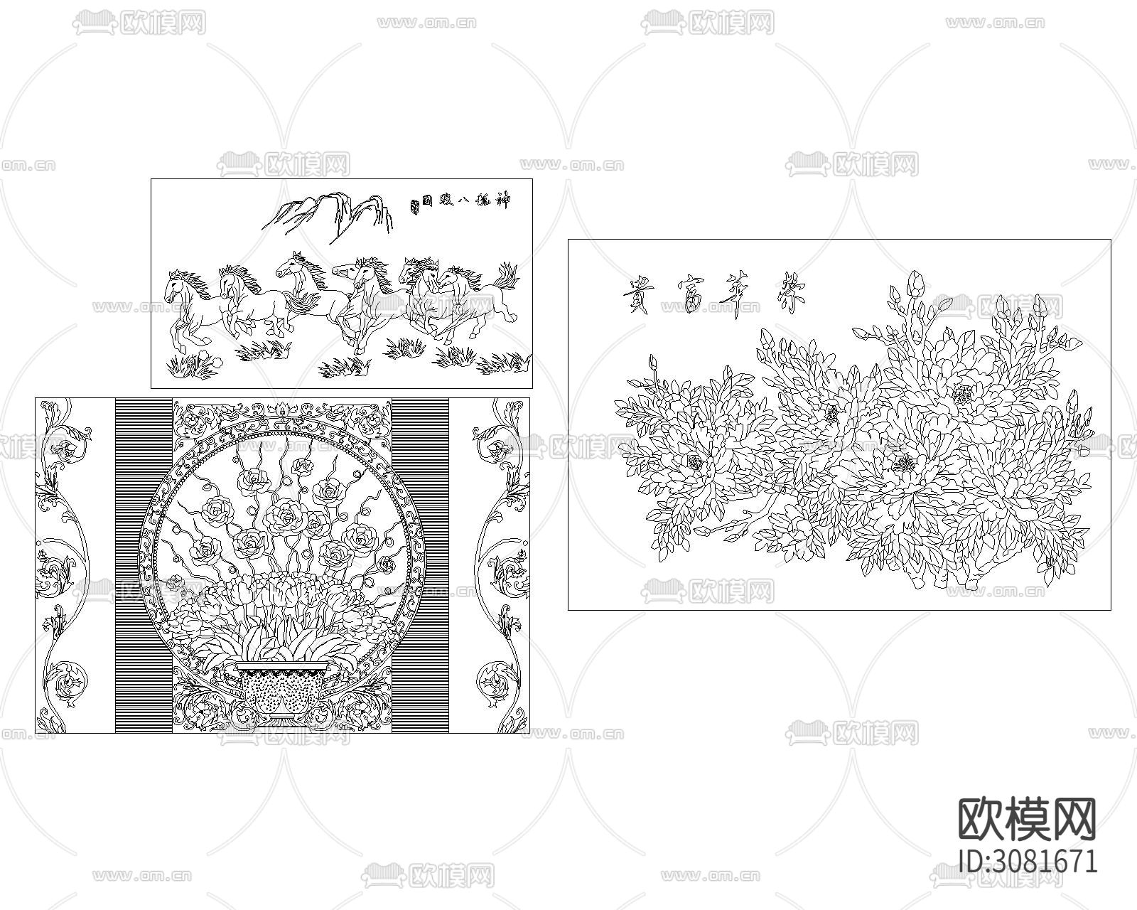 中式雕刻cad图库下载（渲染图2）
