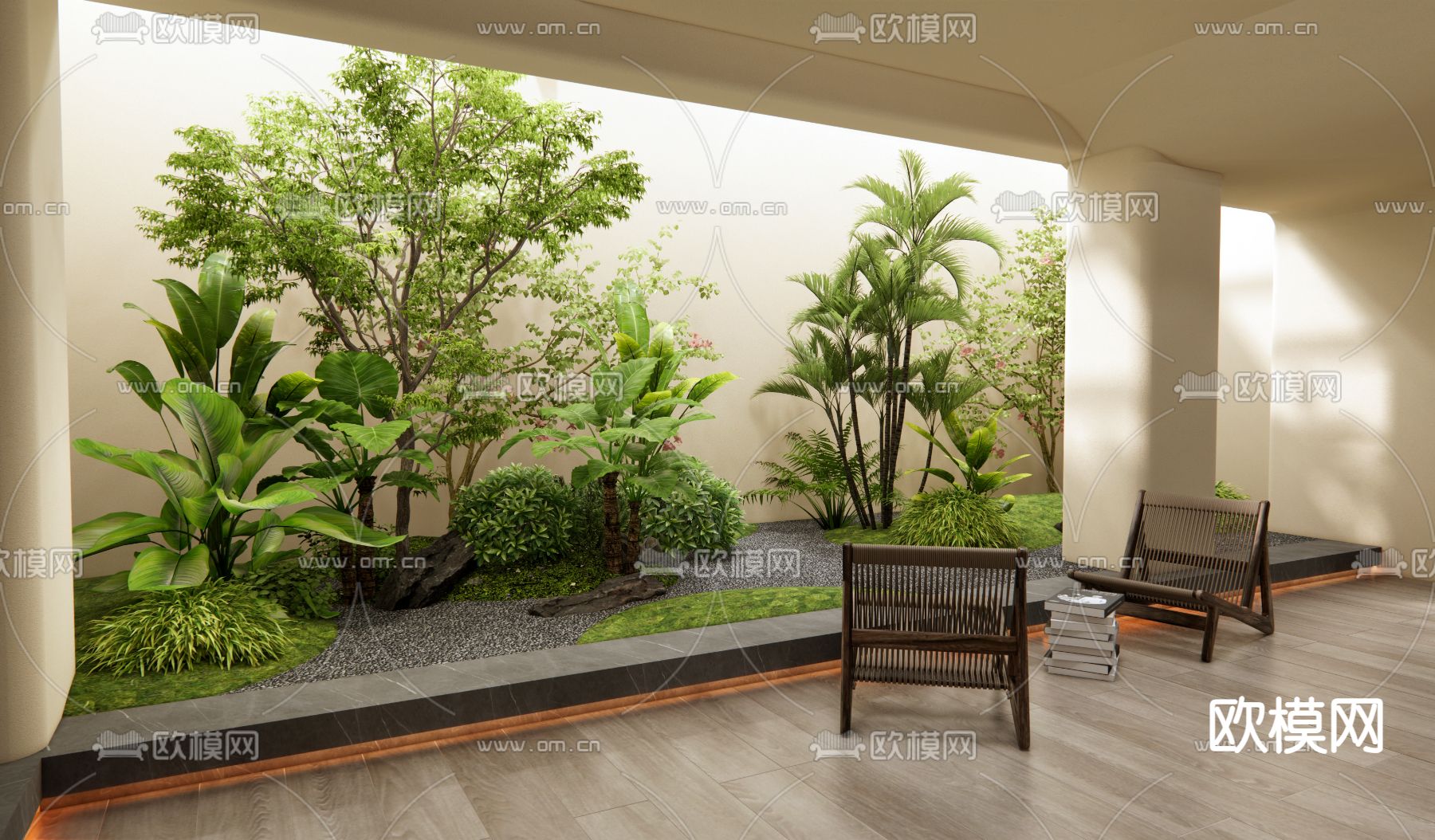 奶油风景观造景 庭院小品su模型下载（渲染图2）