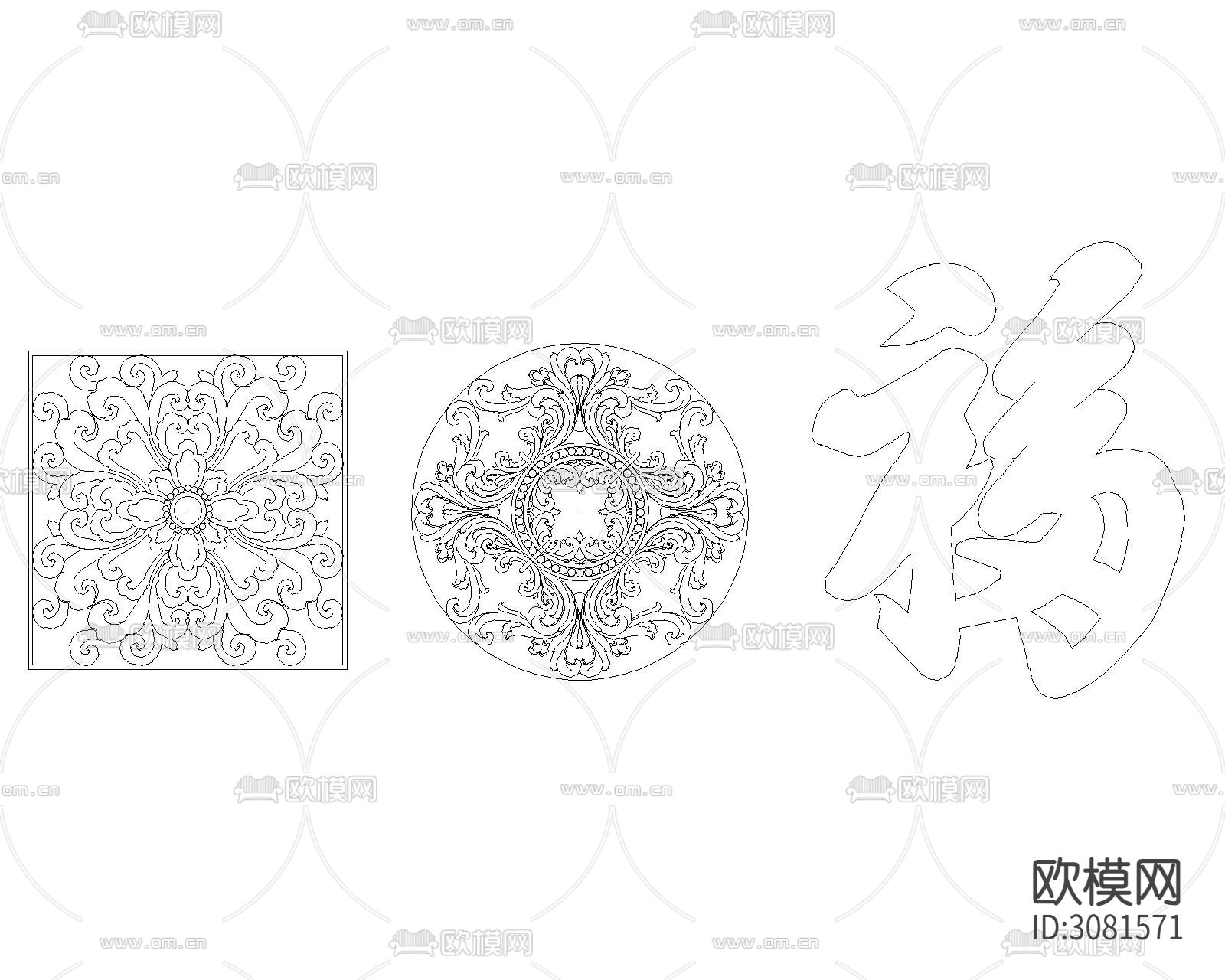 中式雕花cad图库下载（渲染图6）