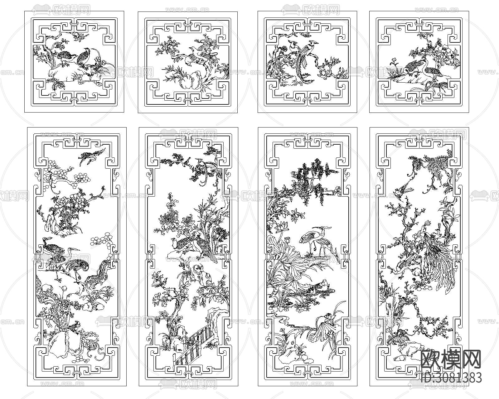 中式雕刻cad图库下载（渲染图4）