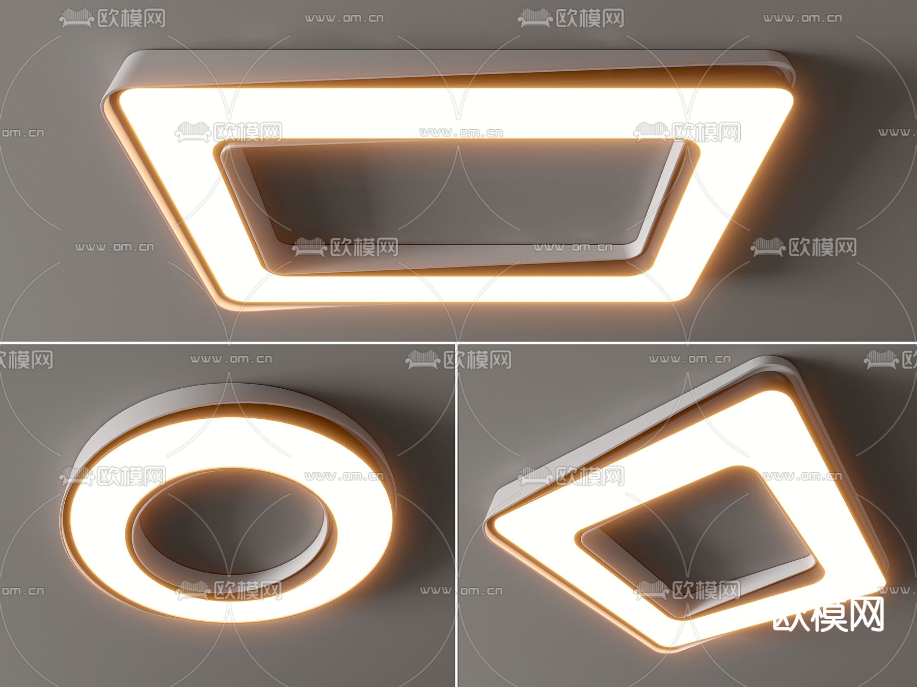 现代吸顶灯su模型下载（渲染图2）