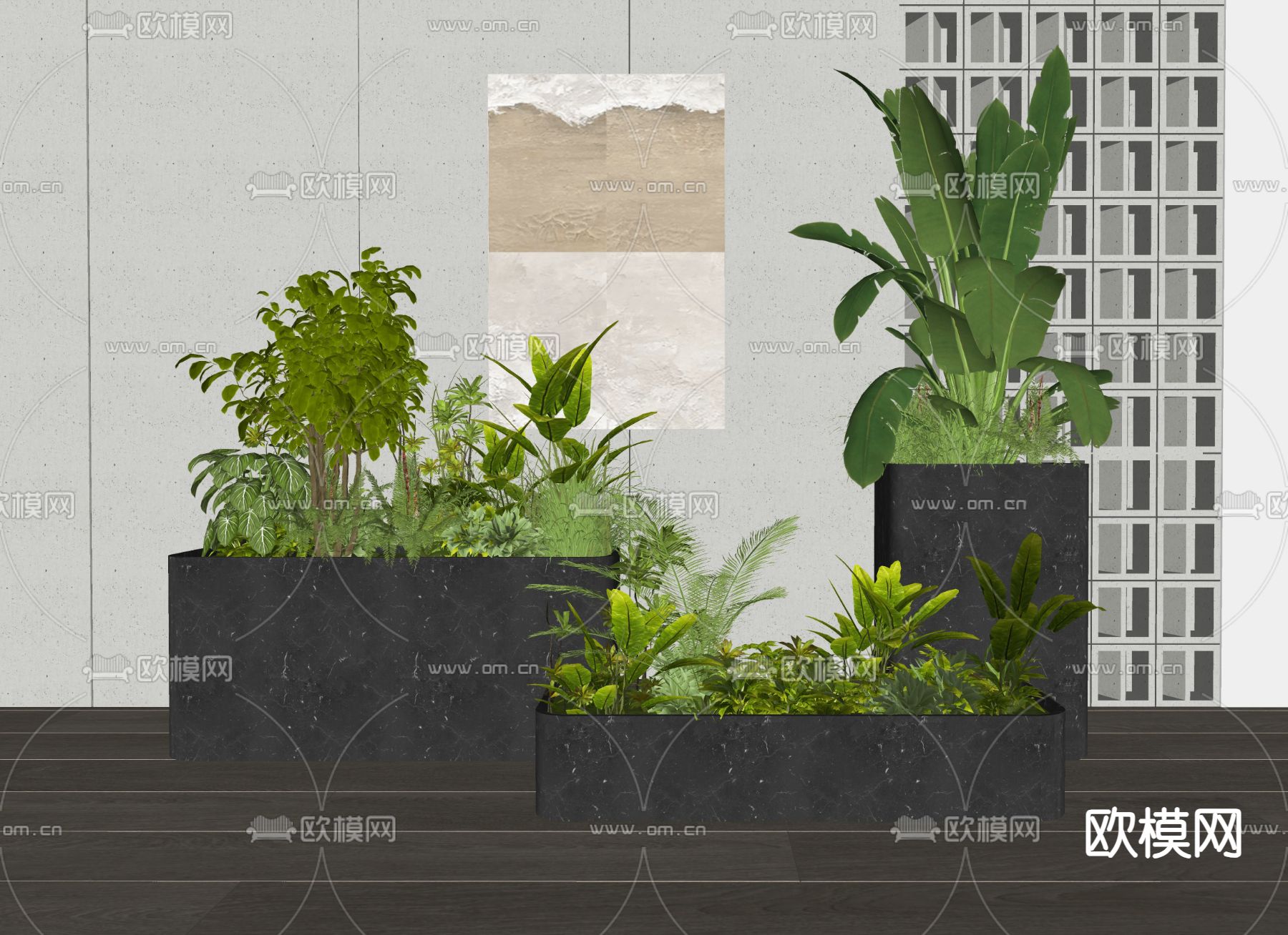 植物花箱 植物堆su模型下载（渲染图1）