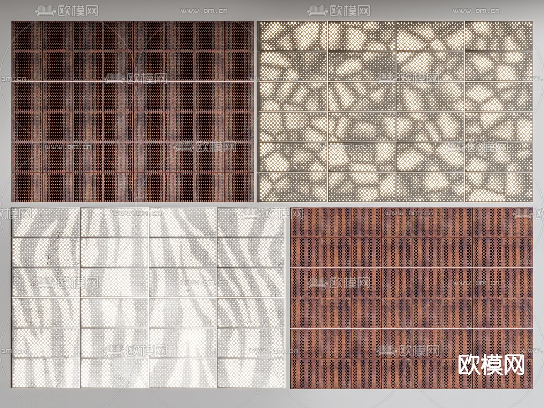 穿孔板 金属板 护墙板su模型