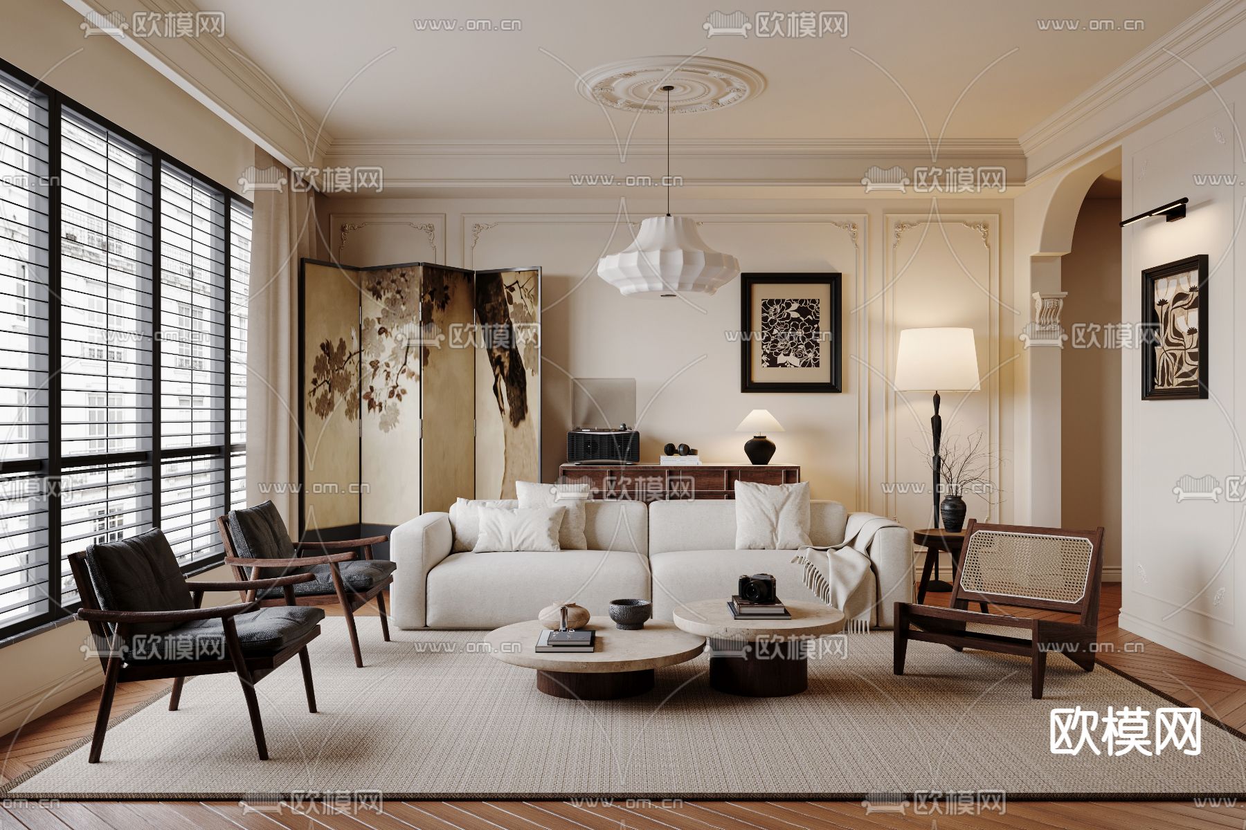 法式客厅 中古风客厅3d模型下载