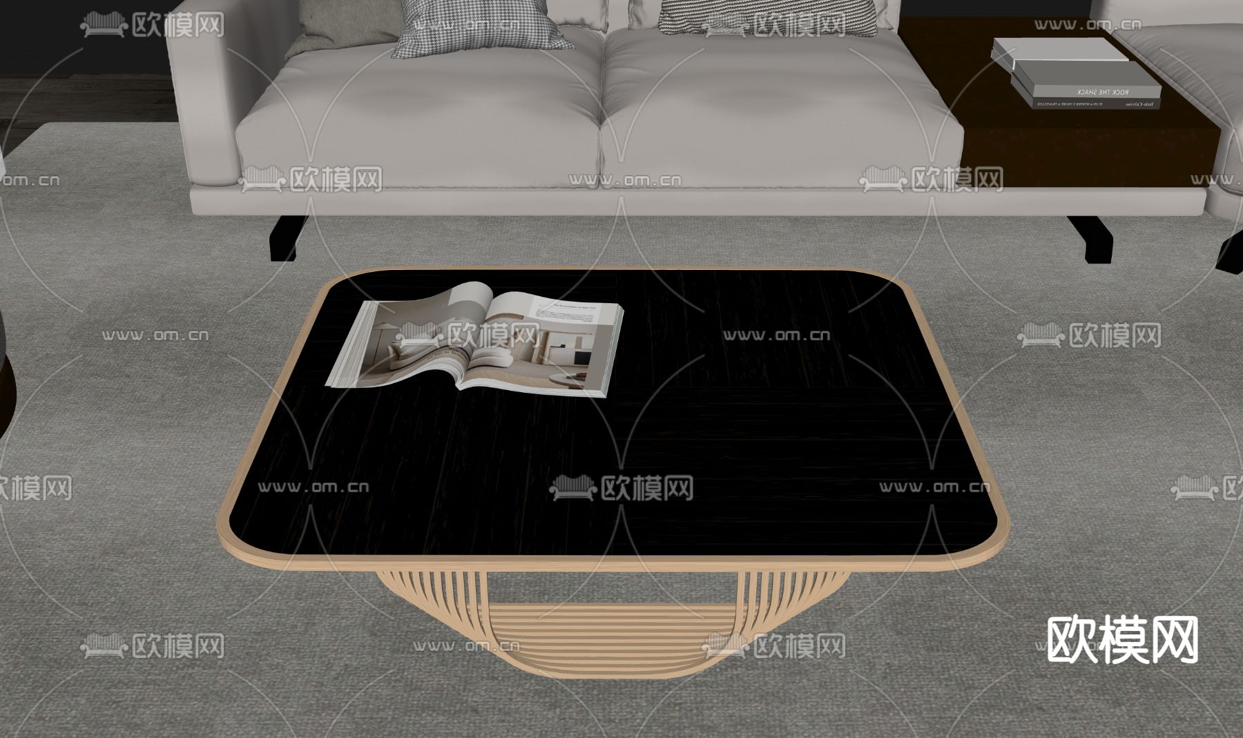 现代茶几su模型下载（渲染图1）