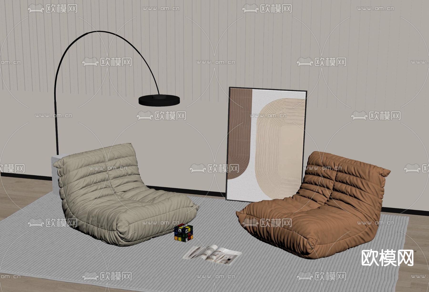 Minotti 懒人沙发su模型下载（渲染图1）