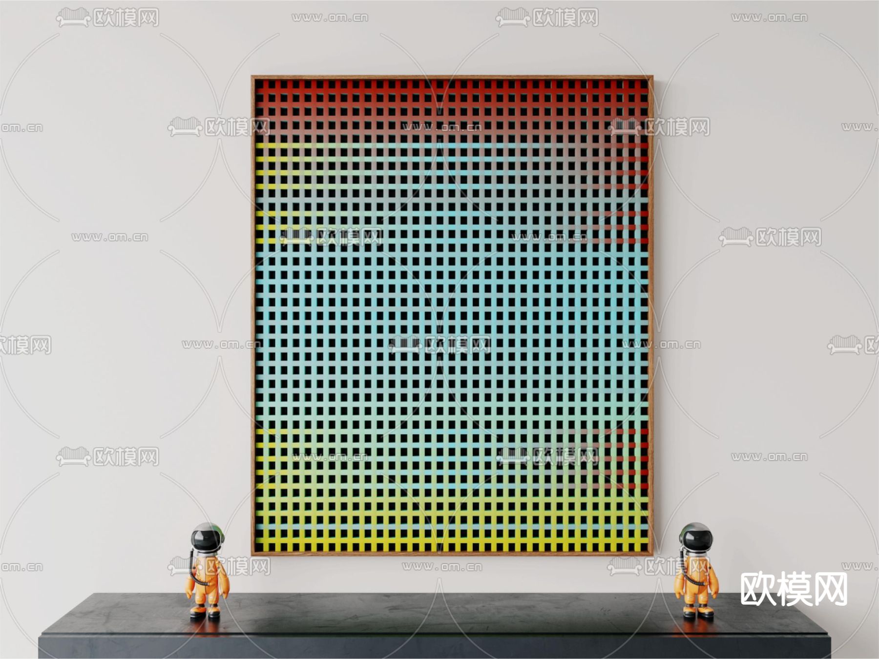 孟菲斯装饰画 多巴胺抽象画3d模型下载