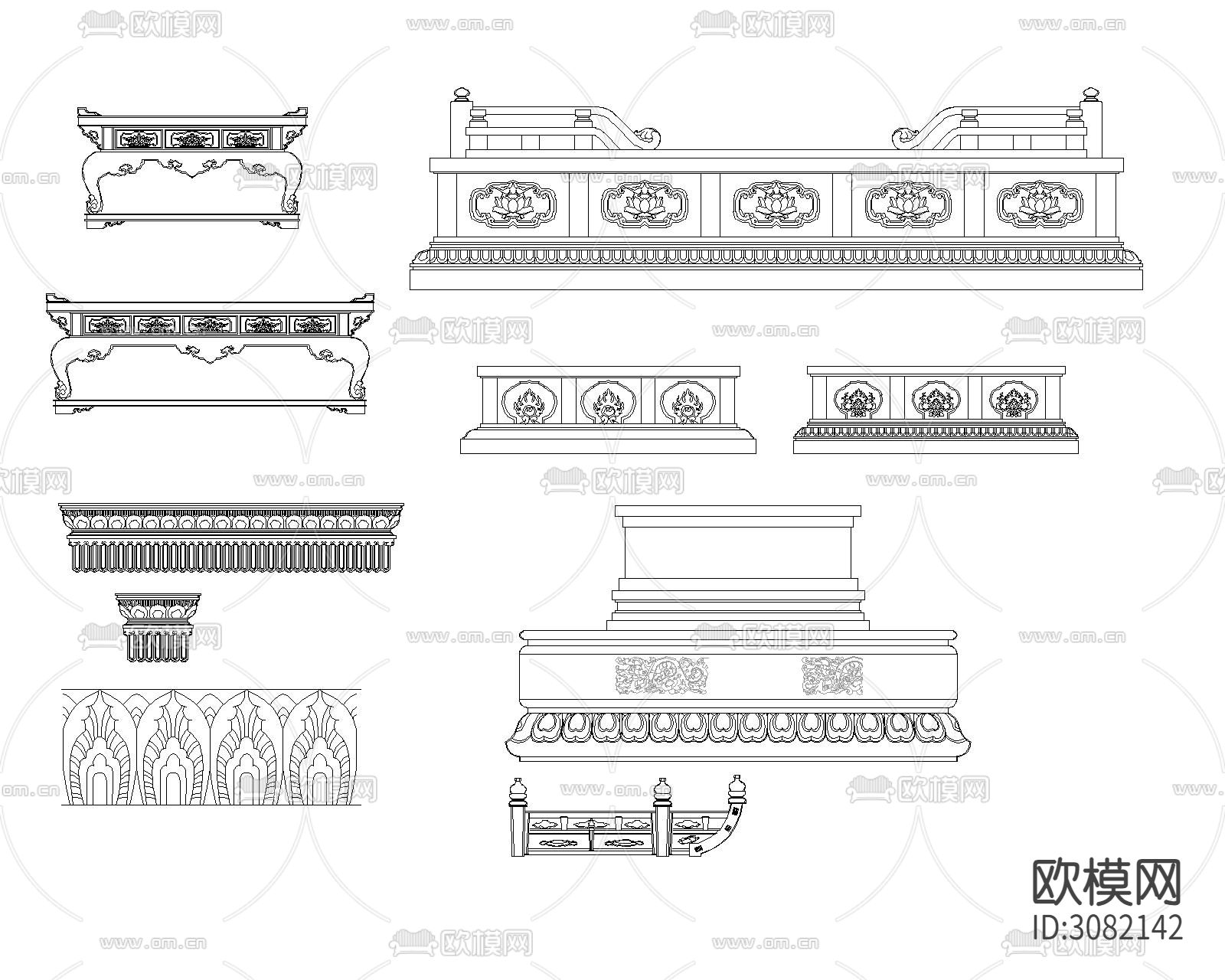 寺庙雕刻cad图库下载（渲染图9）