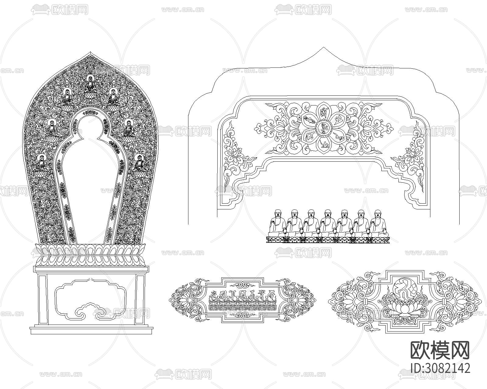 寺庙雕刻cad图库下载（渲染图10）