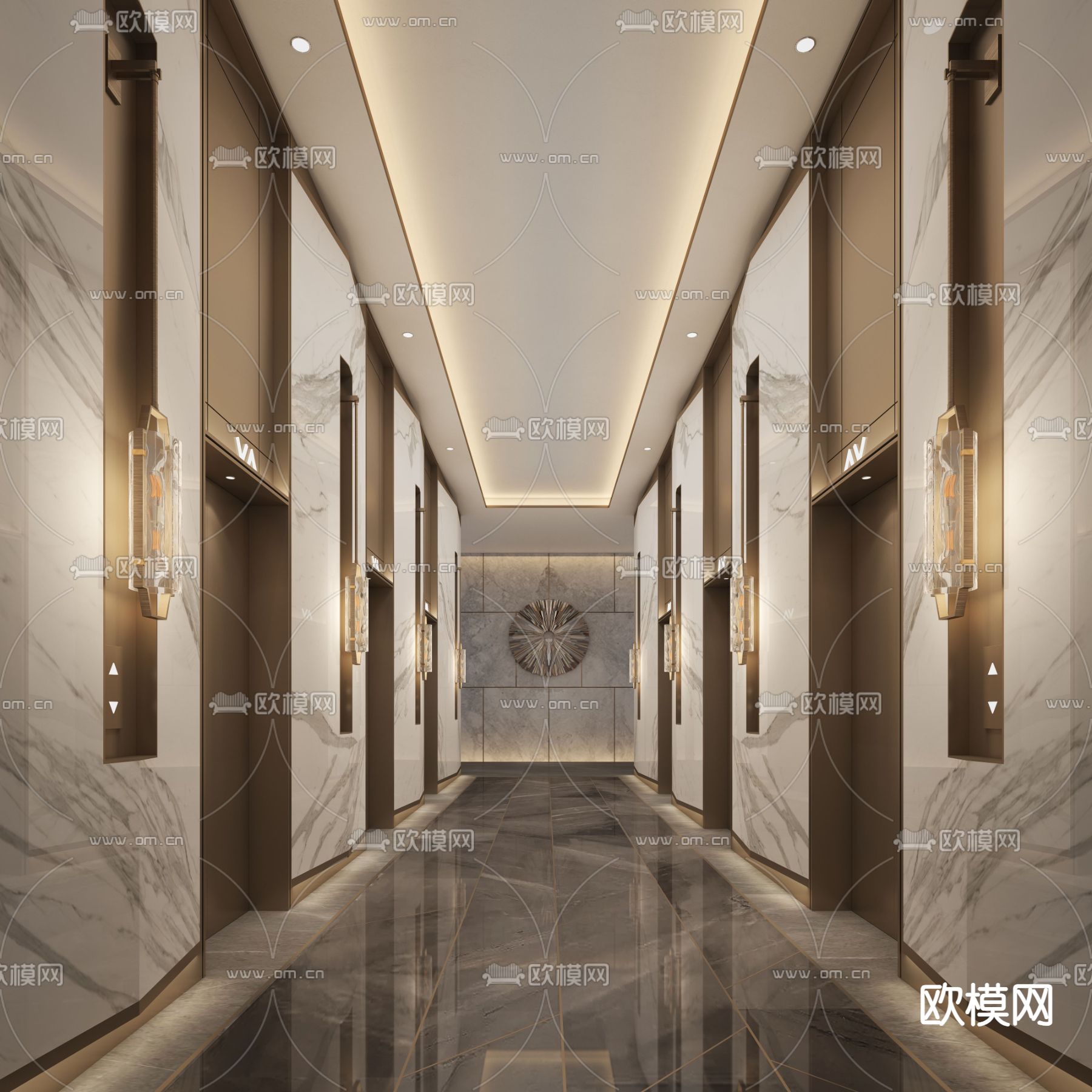 酒店电梯厅 电梯间3d模型下载