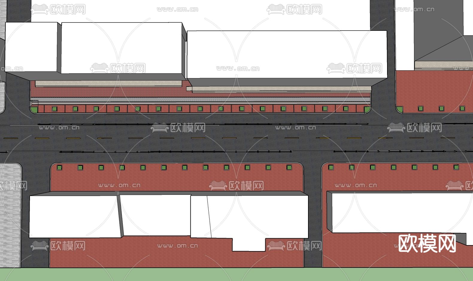 人行道 步行道su模型下载（渲染图1）