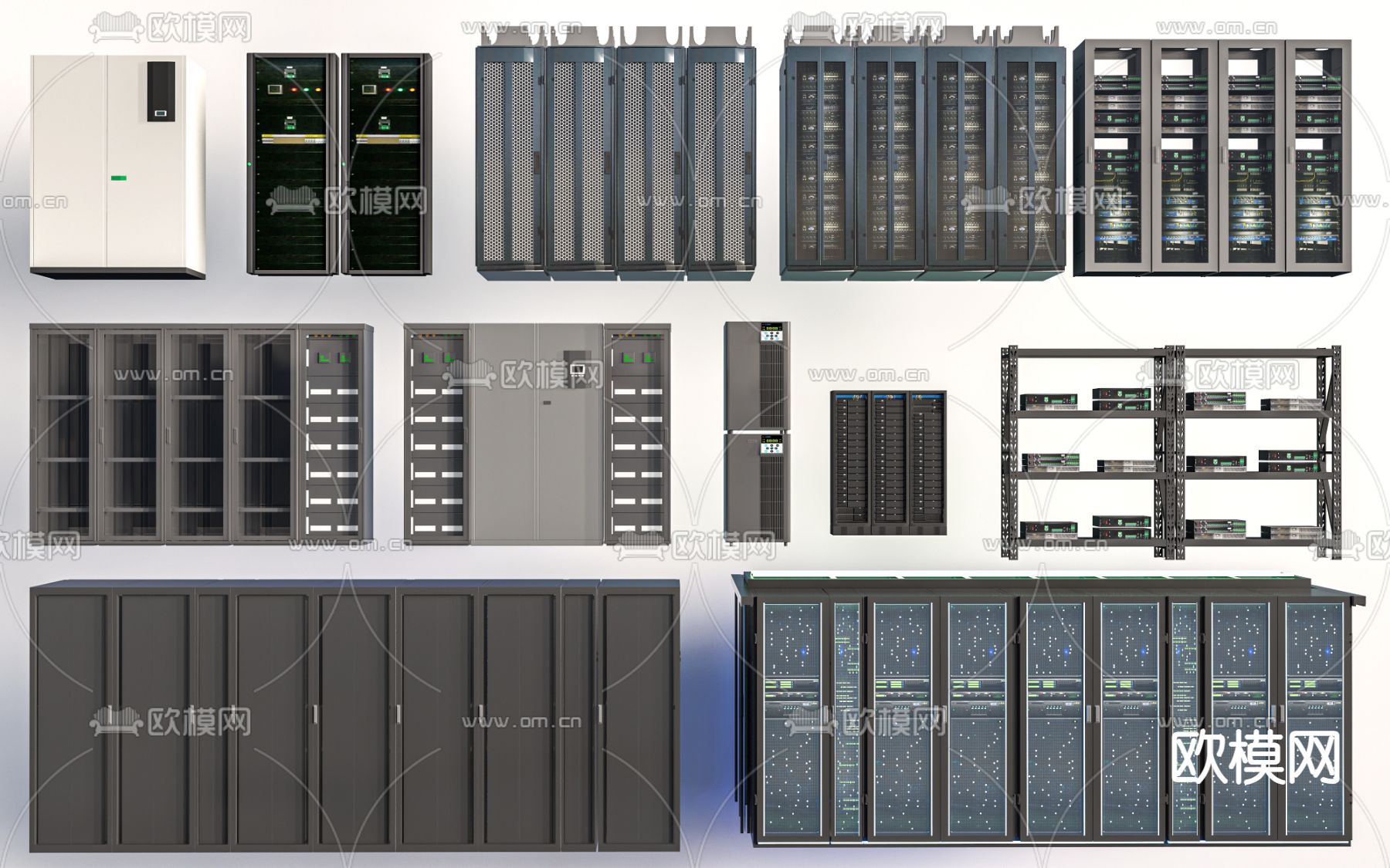 现代服务器机柜 机房服务器su模型下载（渲染图2）