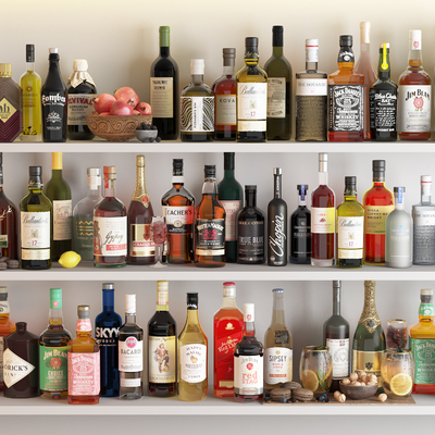  果汁酒水 酒瓶酒具 水果 饮料su模型 