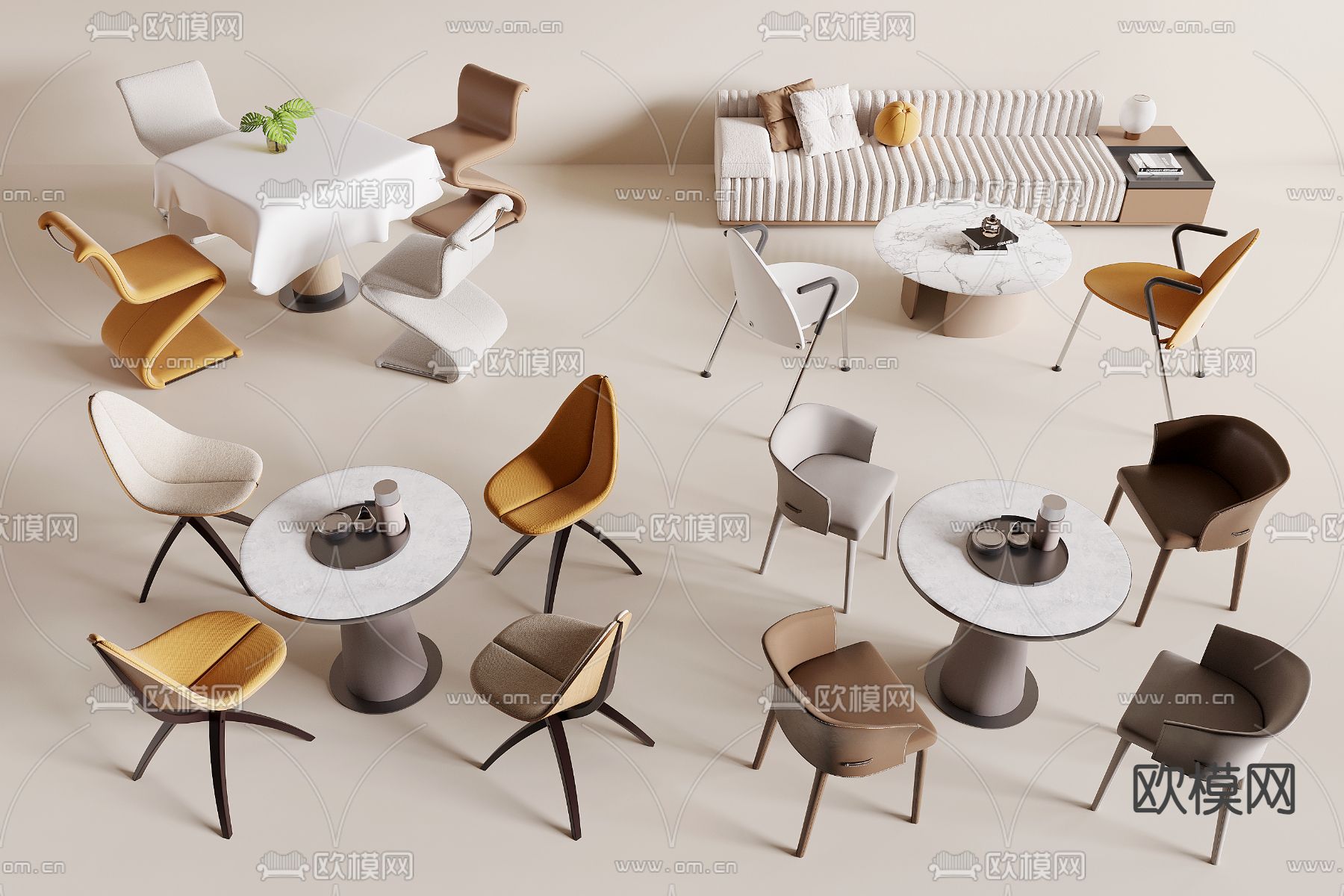 休闲桌椅 洽谈桌椅3d模型下载