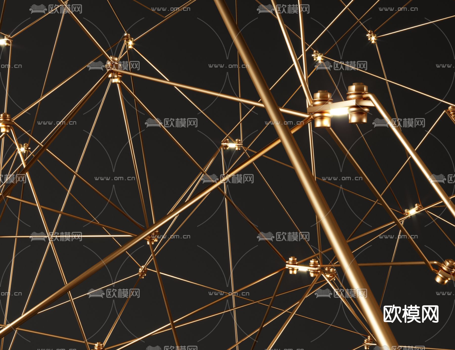 轻奢吊灯 装饰灯 星星灯3d模型下载（渲染图2）