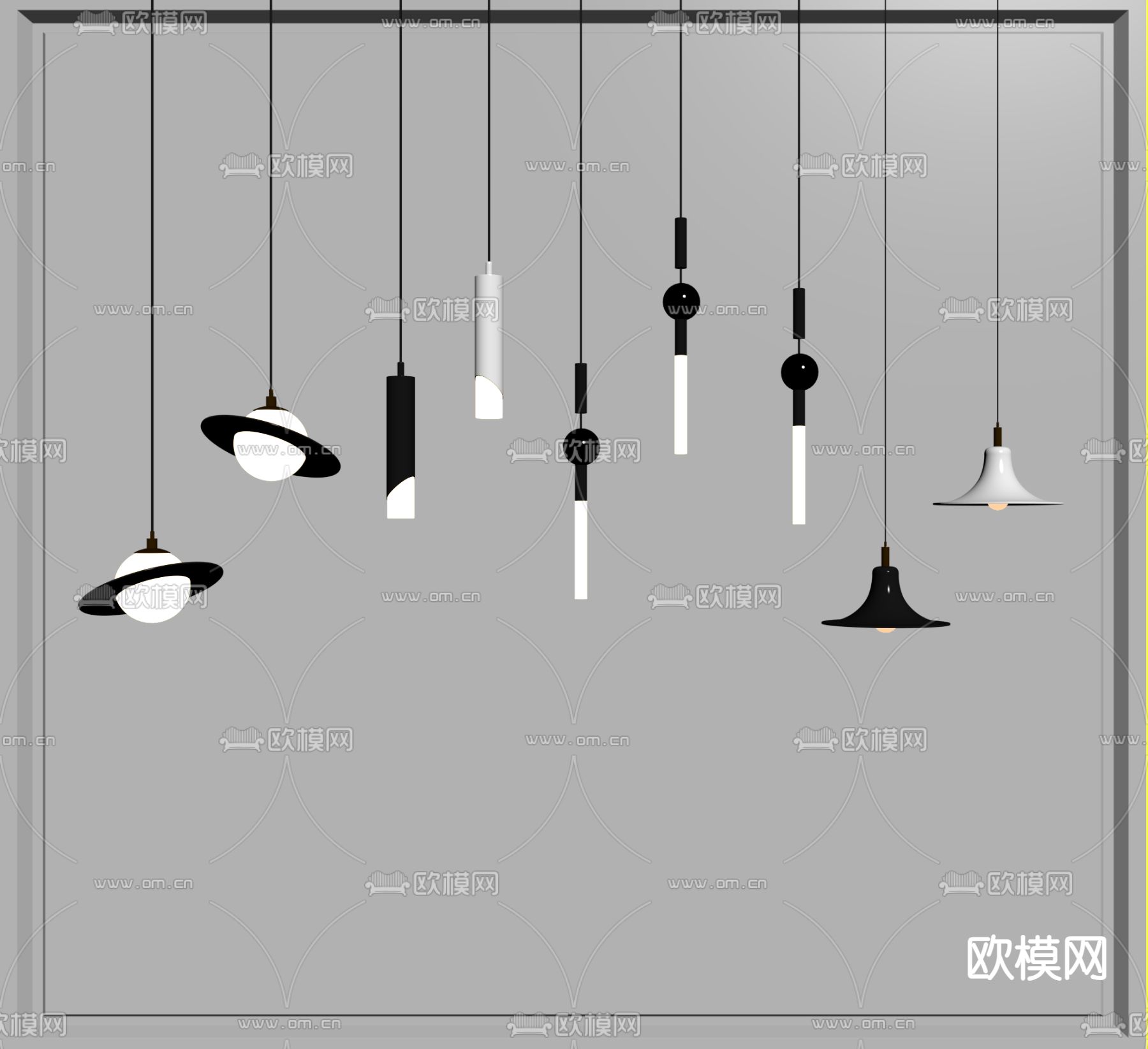 现代吊灯su模型下载（渲染图1）