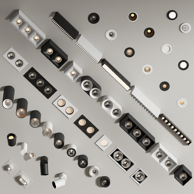 筒灯射灯 可调角射灯 牛眼灯su模型