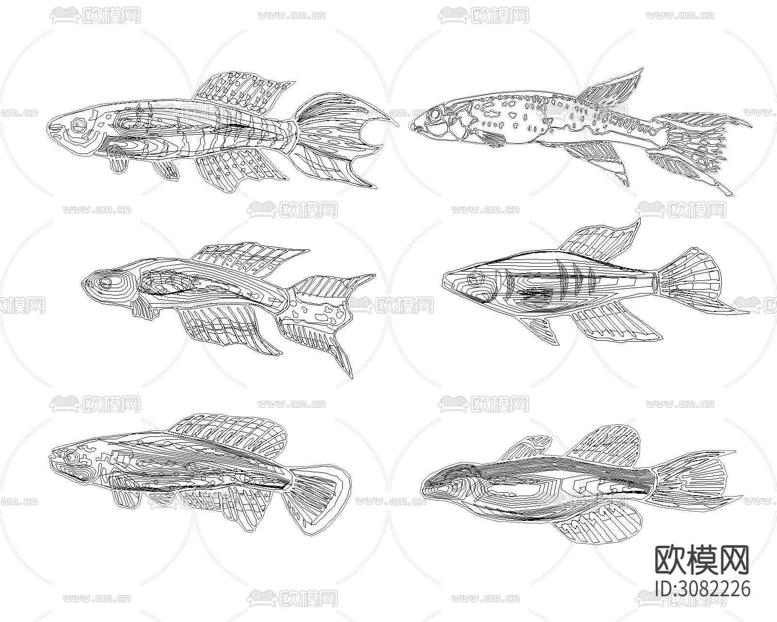 鱼类cad图库下载（渲染图4）
