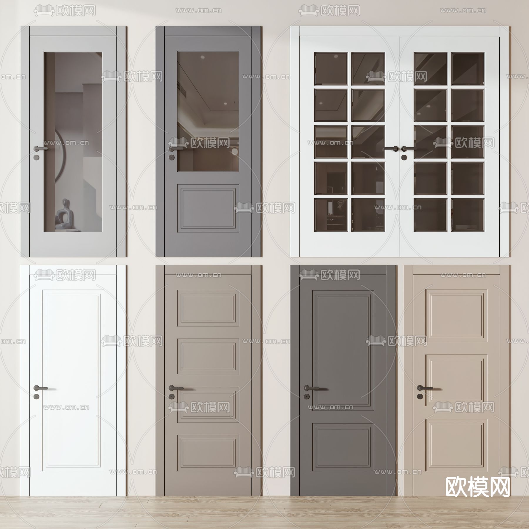 双开门 单开门 卫浴门 厨房门3d模型下载