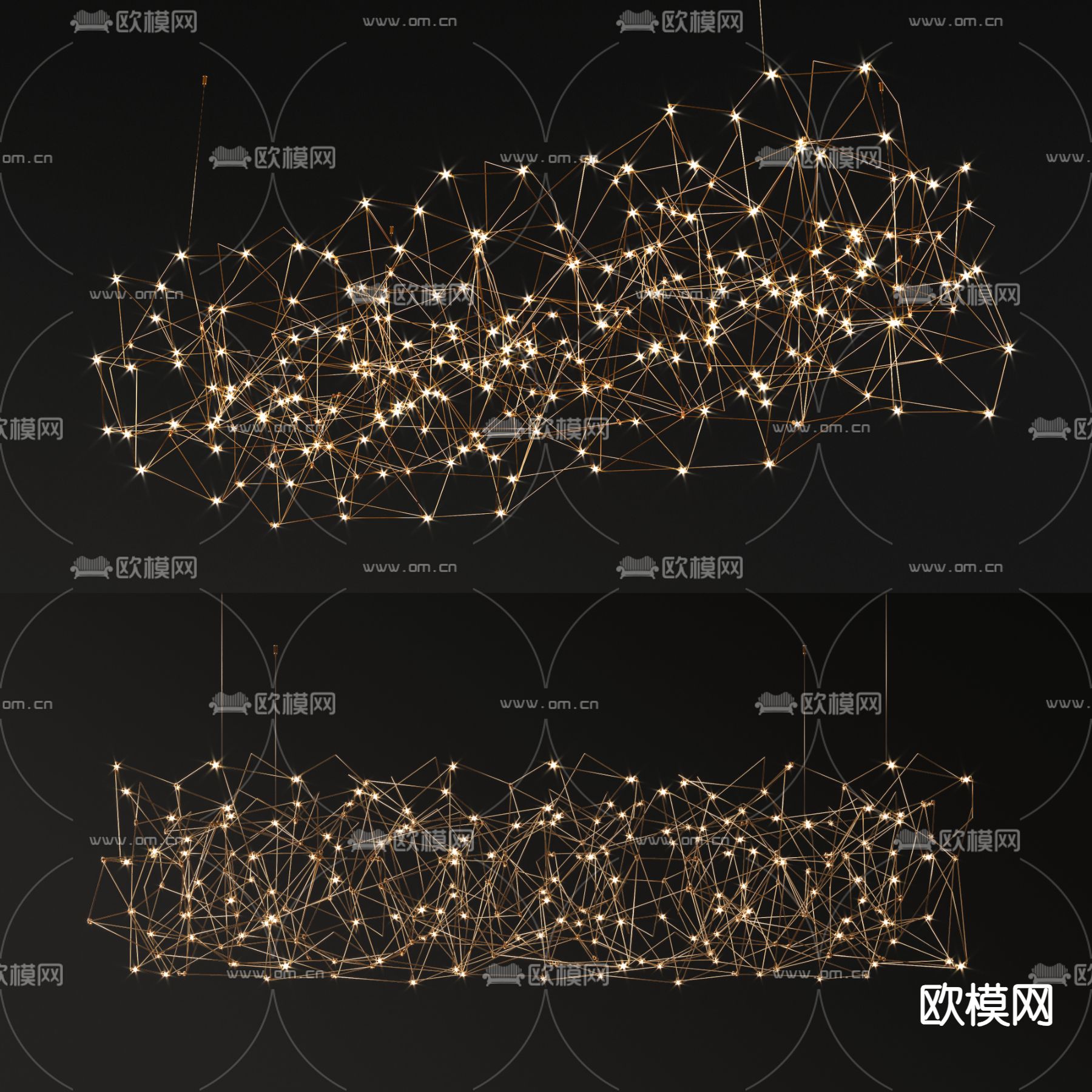 轻奢吊灯 装饰灯 星星灯3d模型下载（渲染图1）