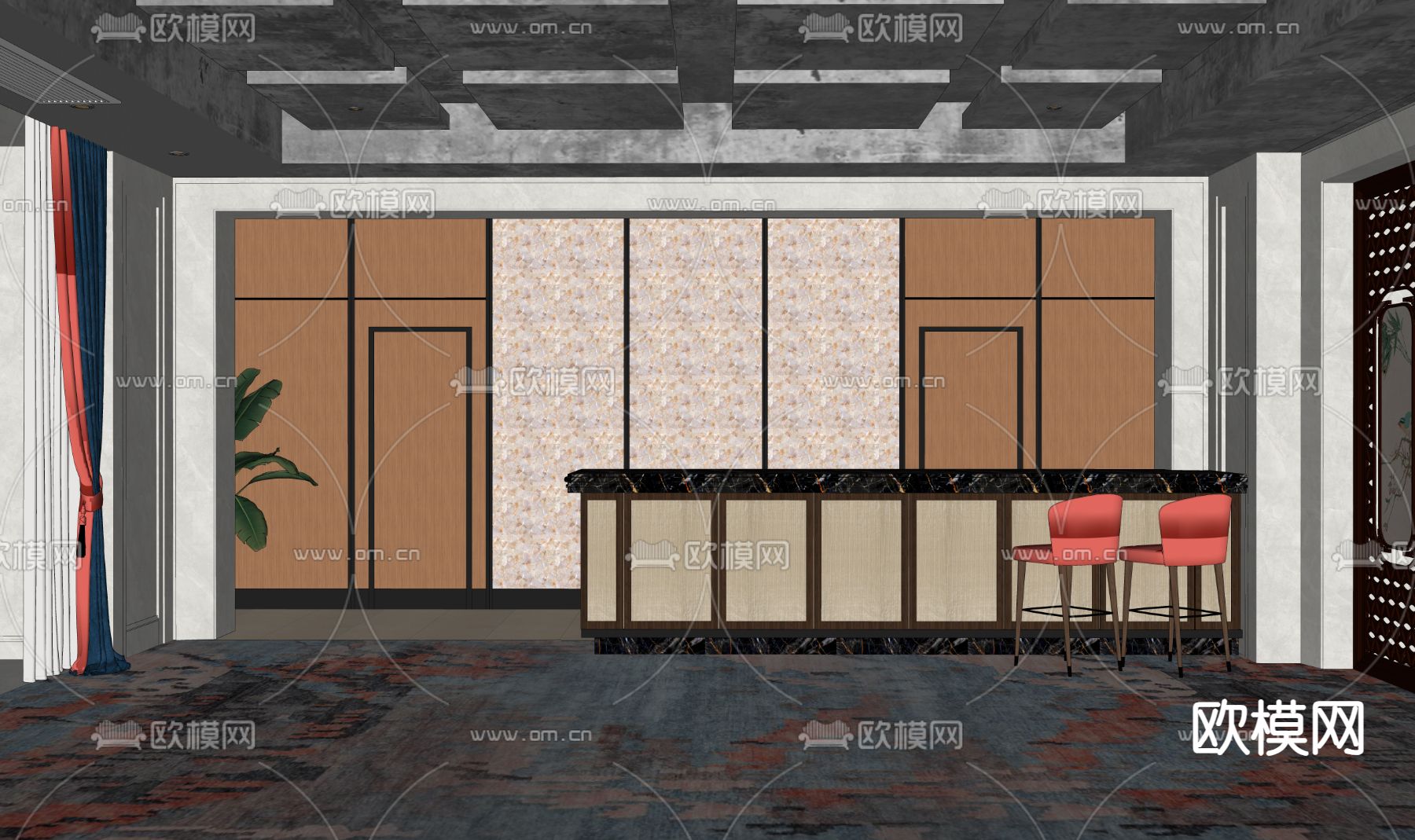 办公室接待 休息区su模型下载（渲染图1）