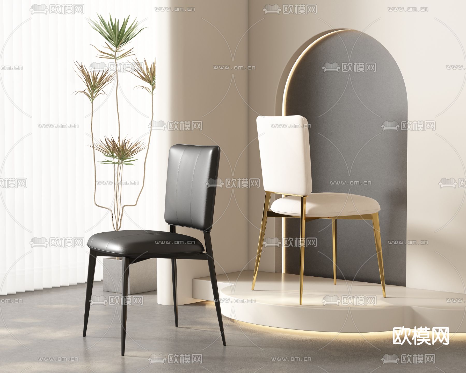 皮革椅子 餐椅3d模型下载