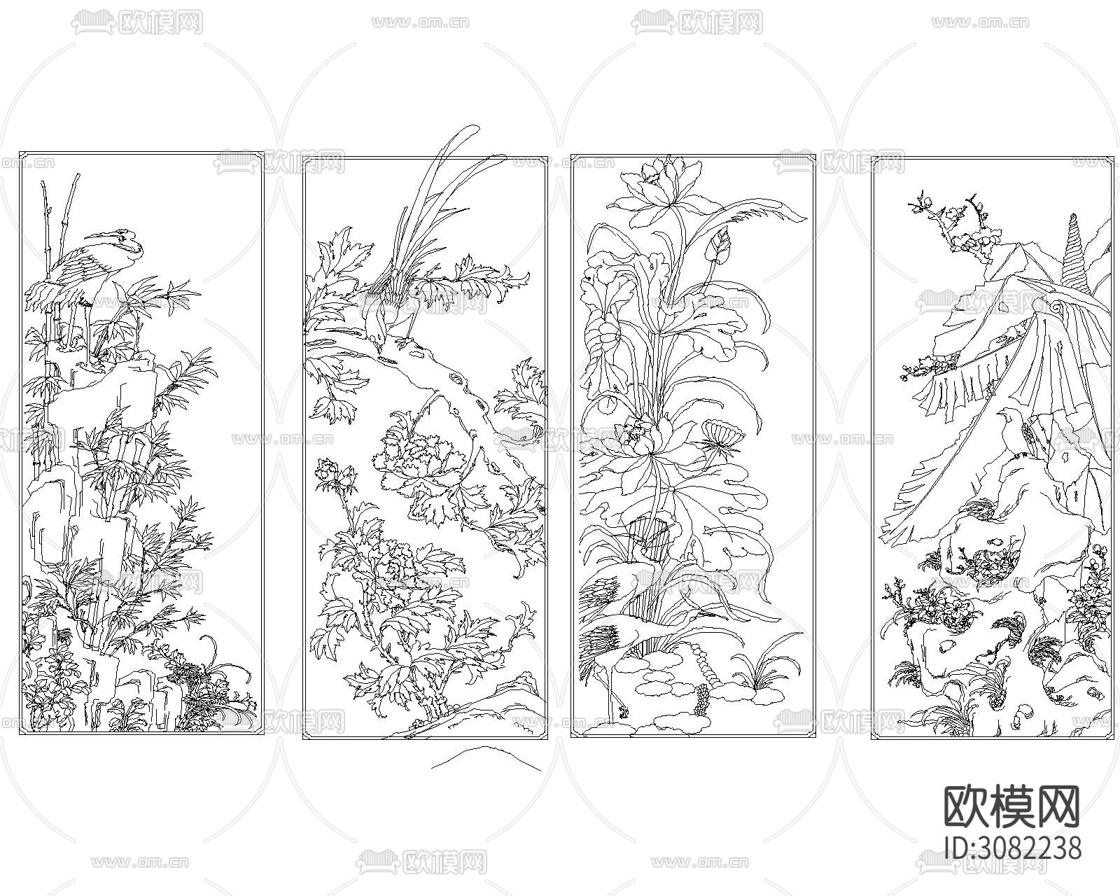 雕花图案cad图库下载（渲染图3）