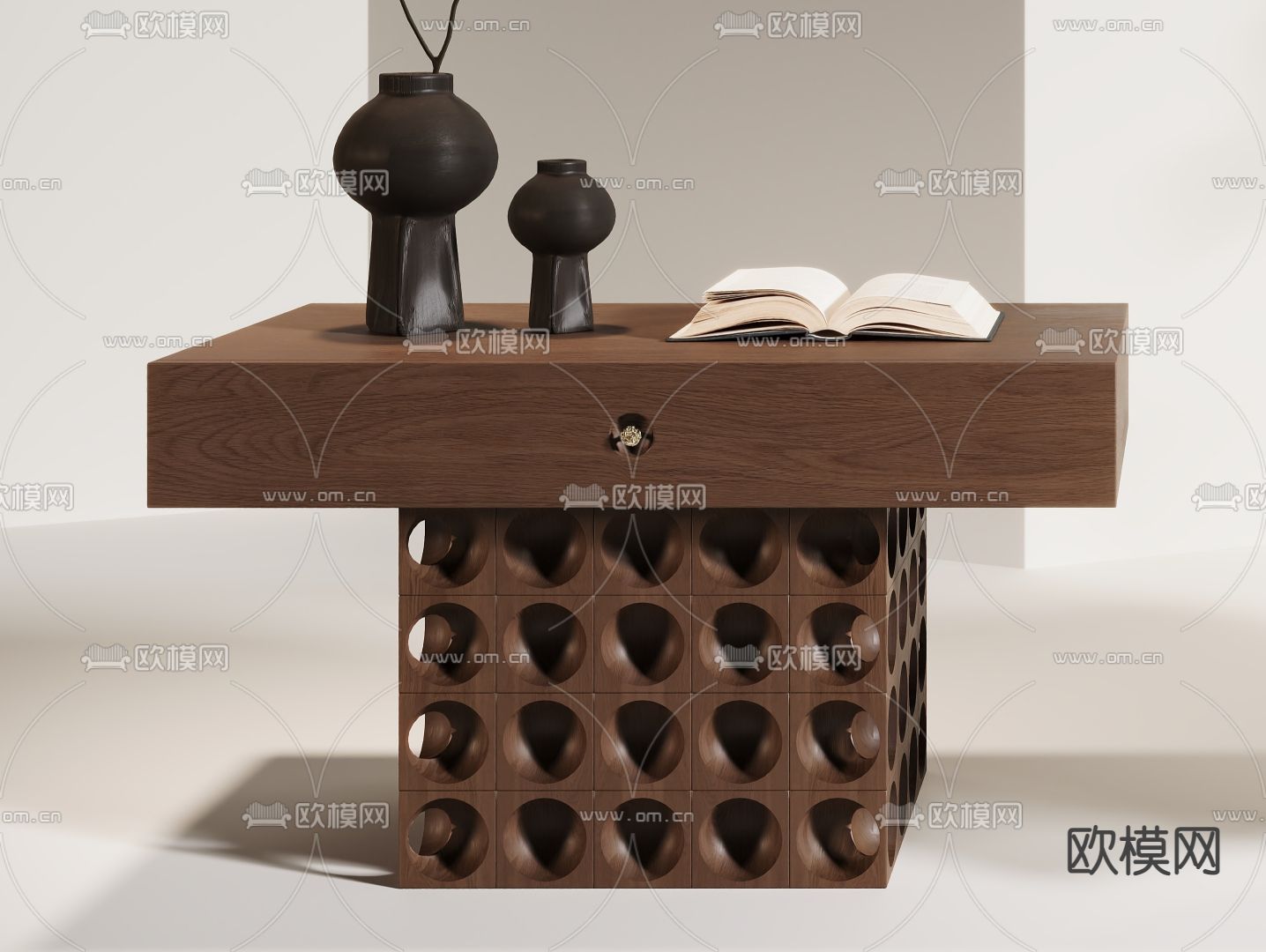 侘寂床头柜su模型下载（渲染图2）