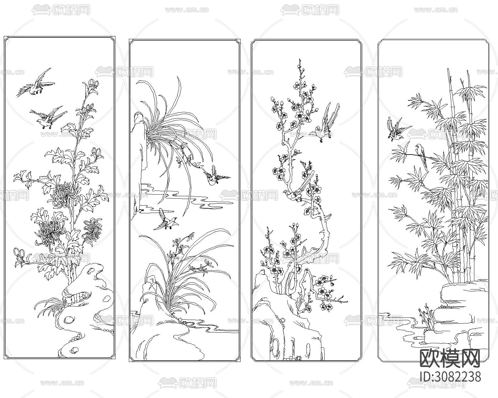 雕花图案cad图库下载（渲染图1）