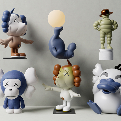  潮玩公仔 KWAS 雕塑摆件 可达鸭摆件su模型 