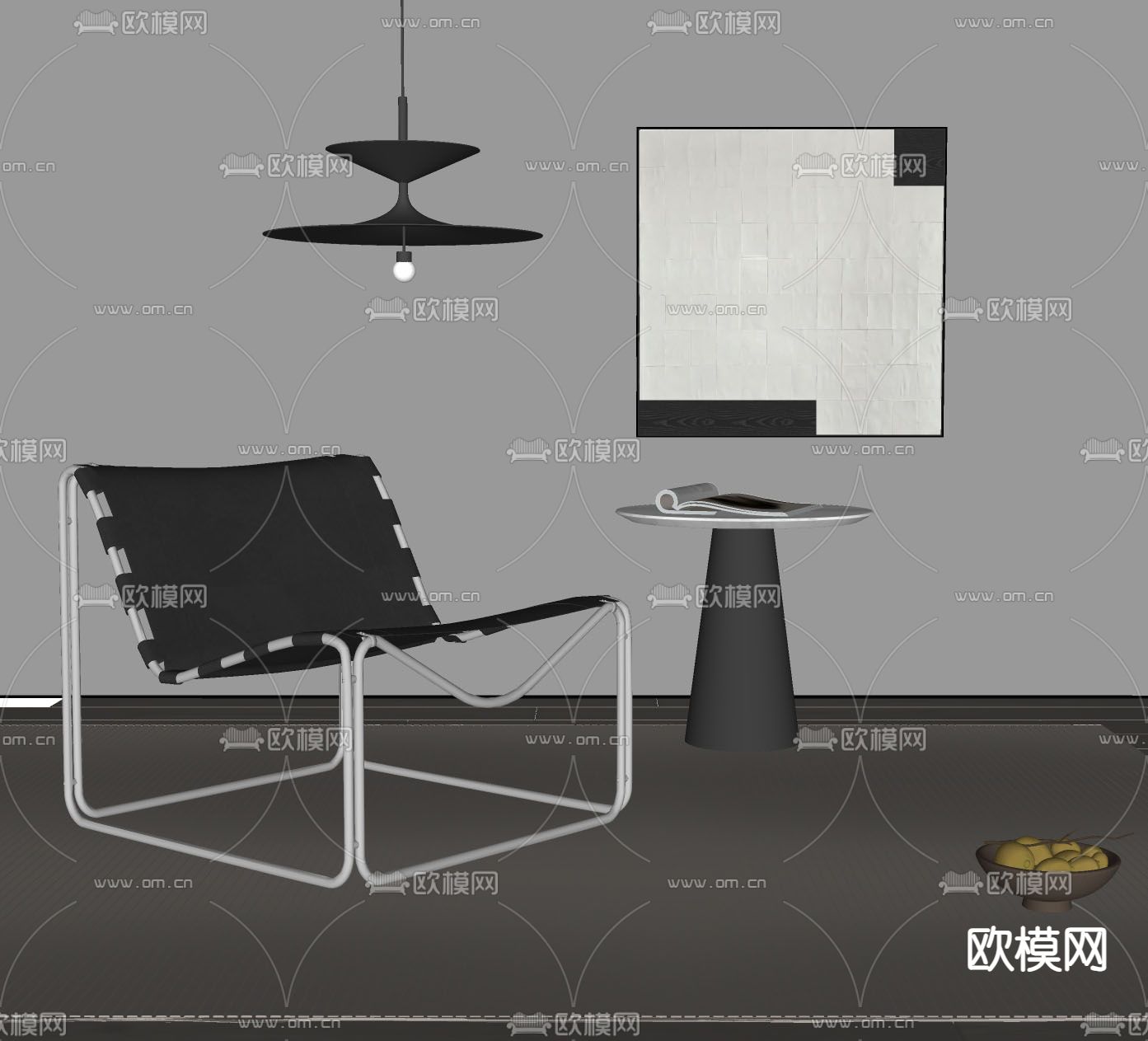 现代休闲椅su模型下载（渲染图1）