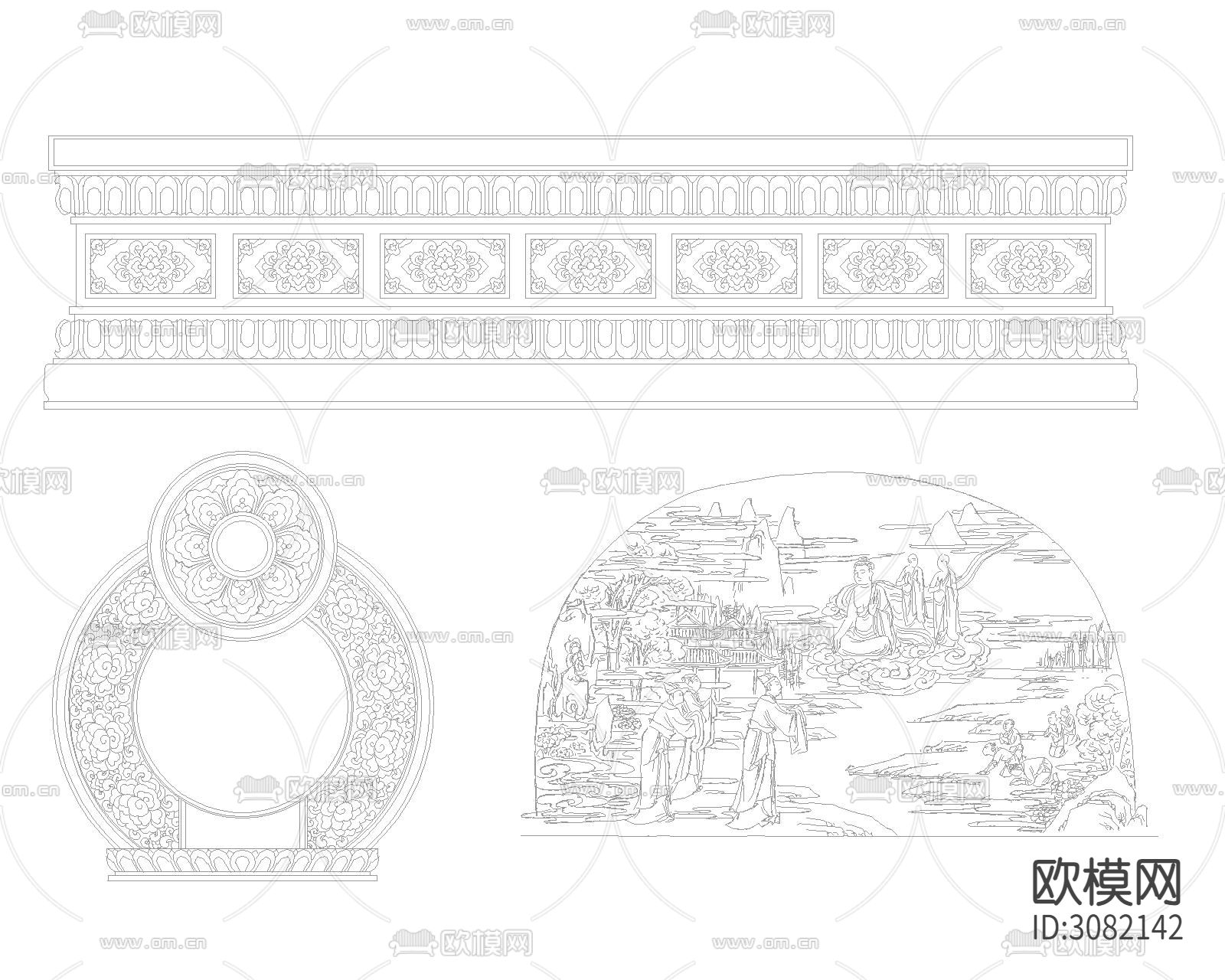 寺庙雕刻cad图库下载（渲染图1）