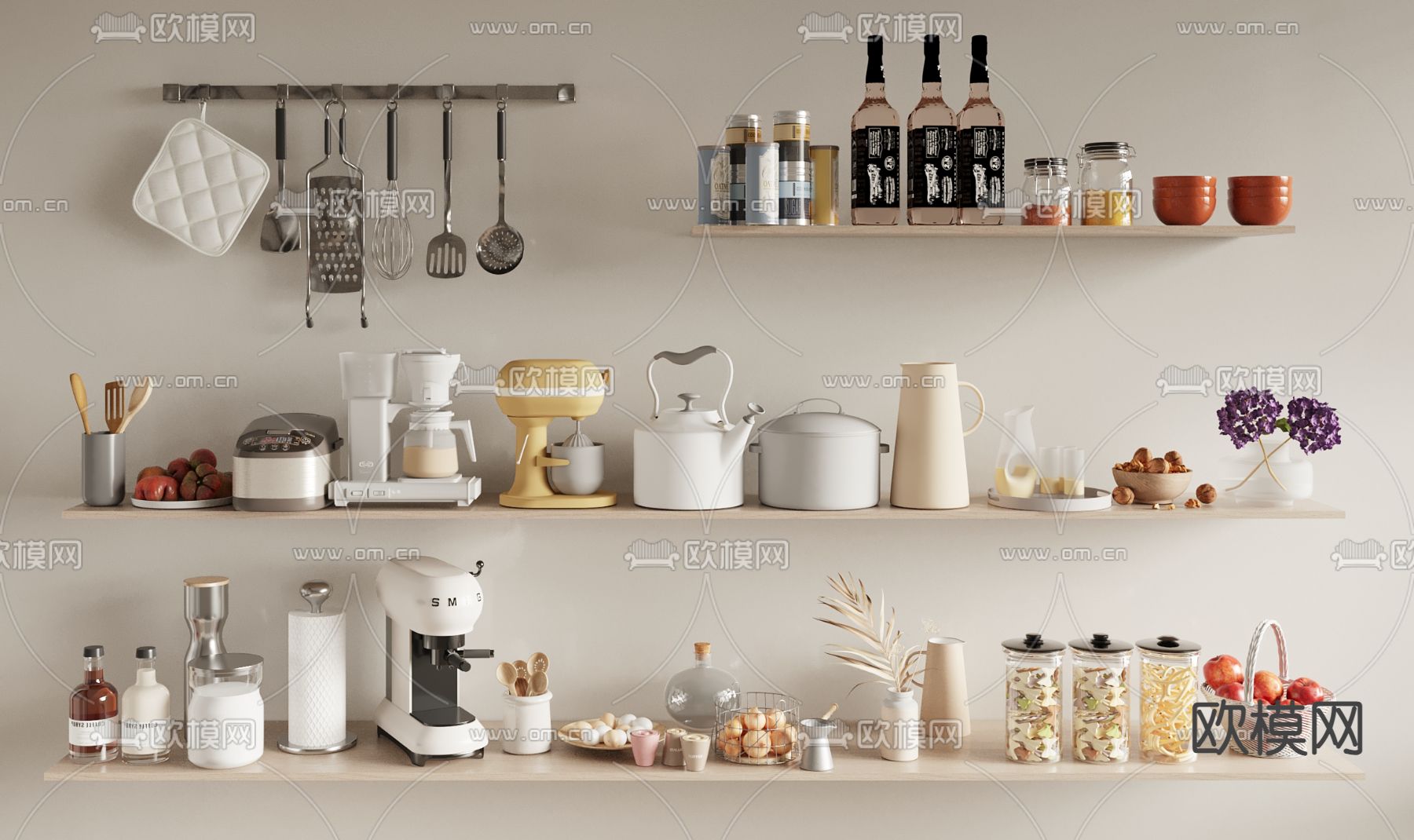 厨房用品 调味料 咖啡机 水壶3d模型下载
