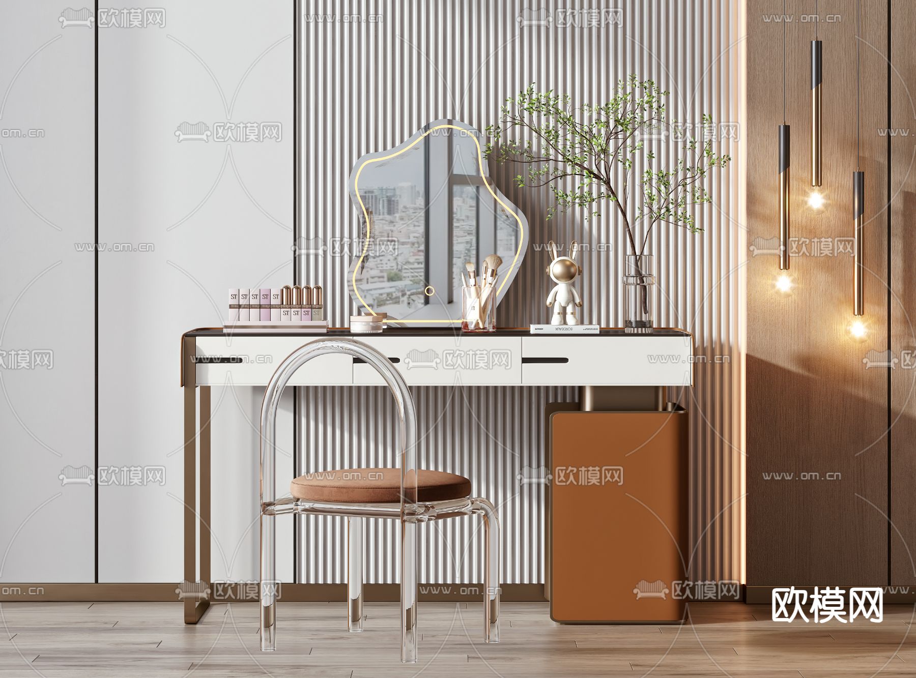 轻奢梳妆台 化妆桌3d模型下载
