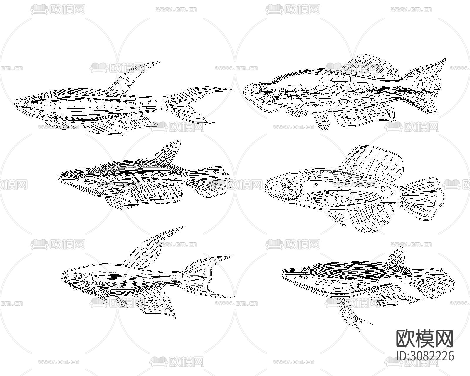 鱼类cad图库下载（渲染图2）
