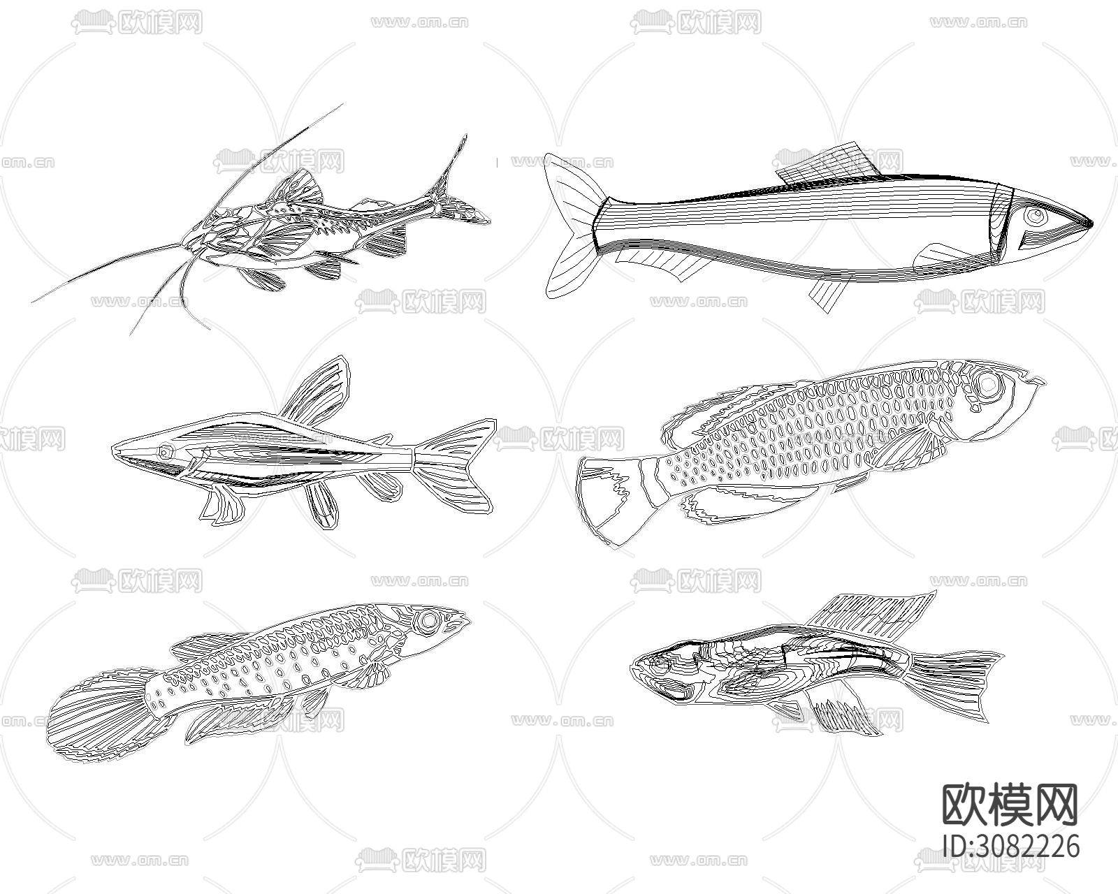 鱼类cad图库下载（渲染图3）