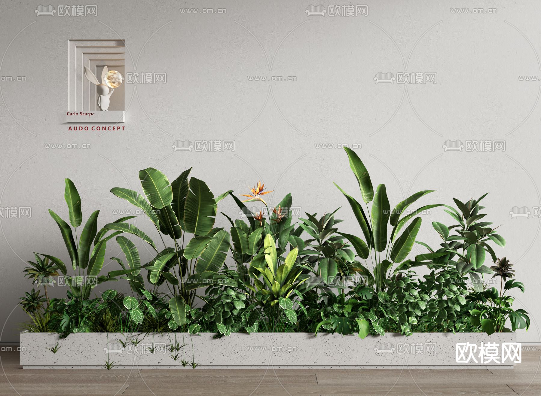 绿植花箱 植物造景 植物堆su模型