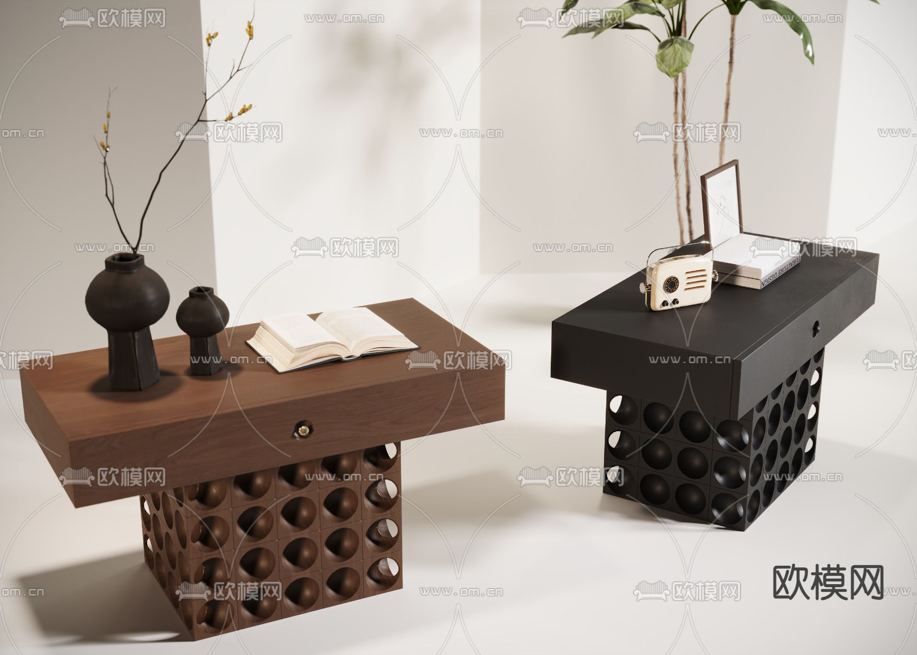 侘寂床头柜su模型下载（渲染图5）