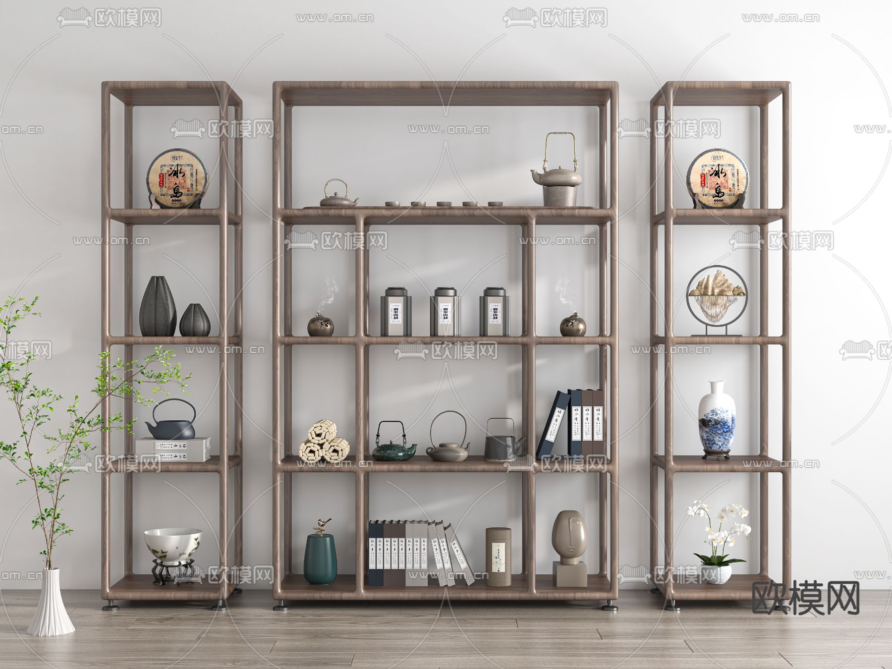 博古架 新中式置物架 陈列架3d模型下载