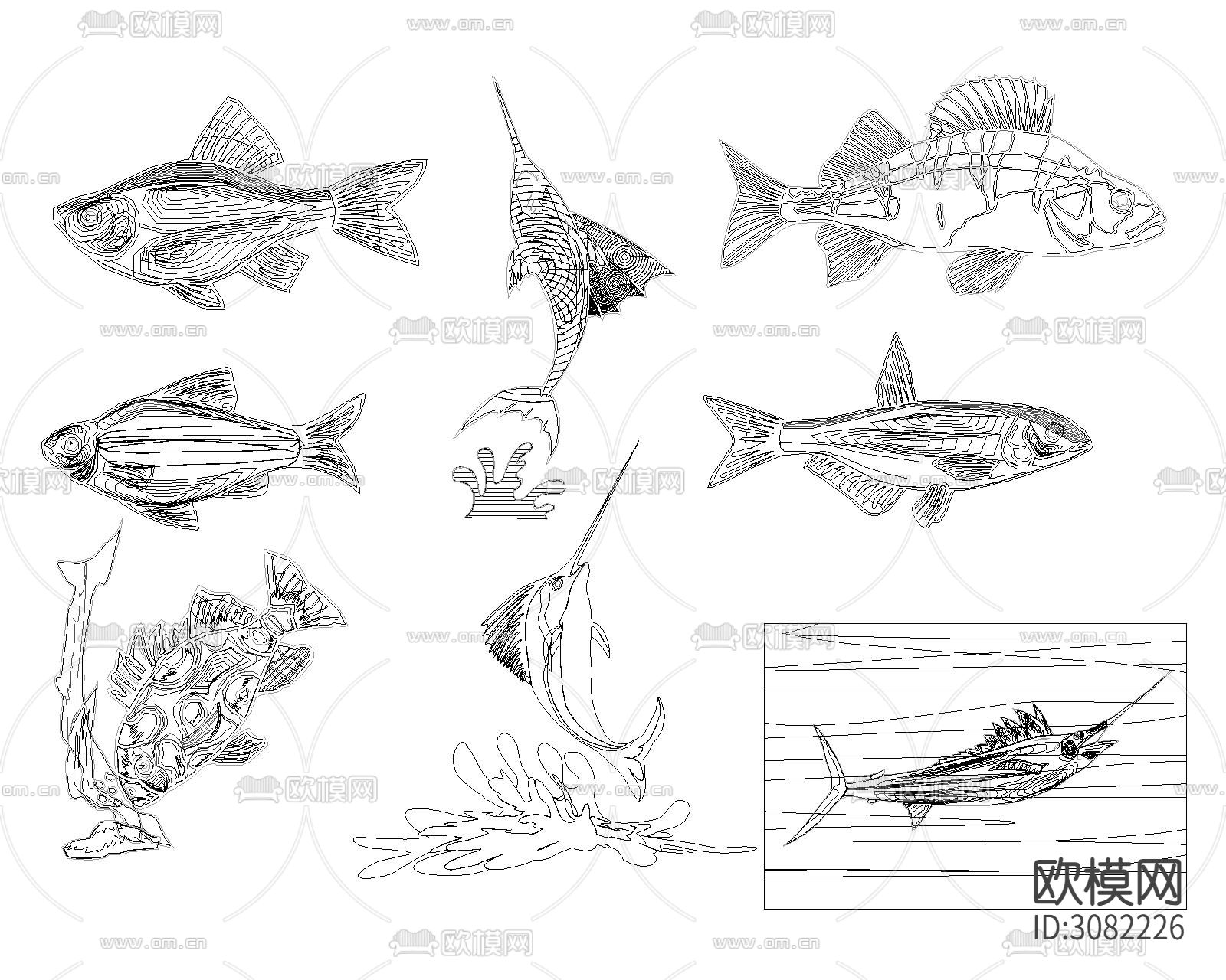 鱼类cad图库下载（渲染图7）
