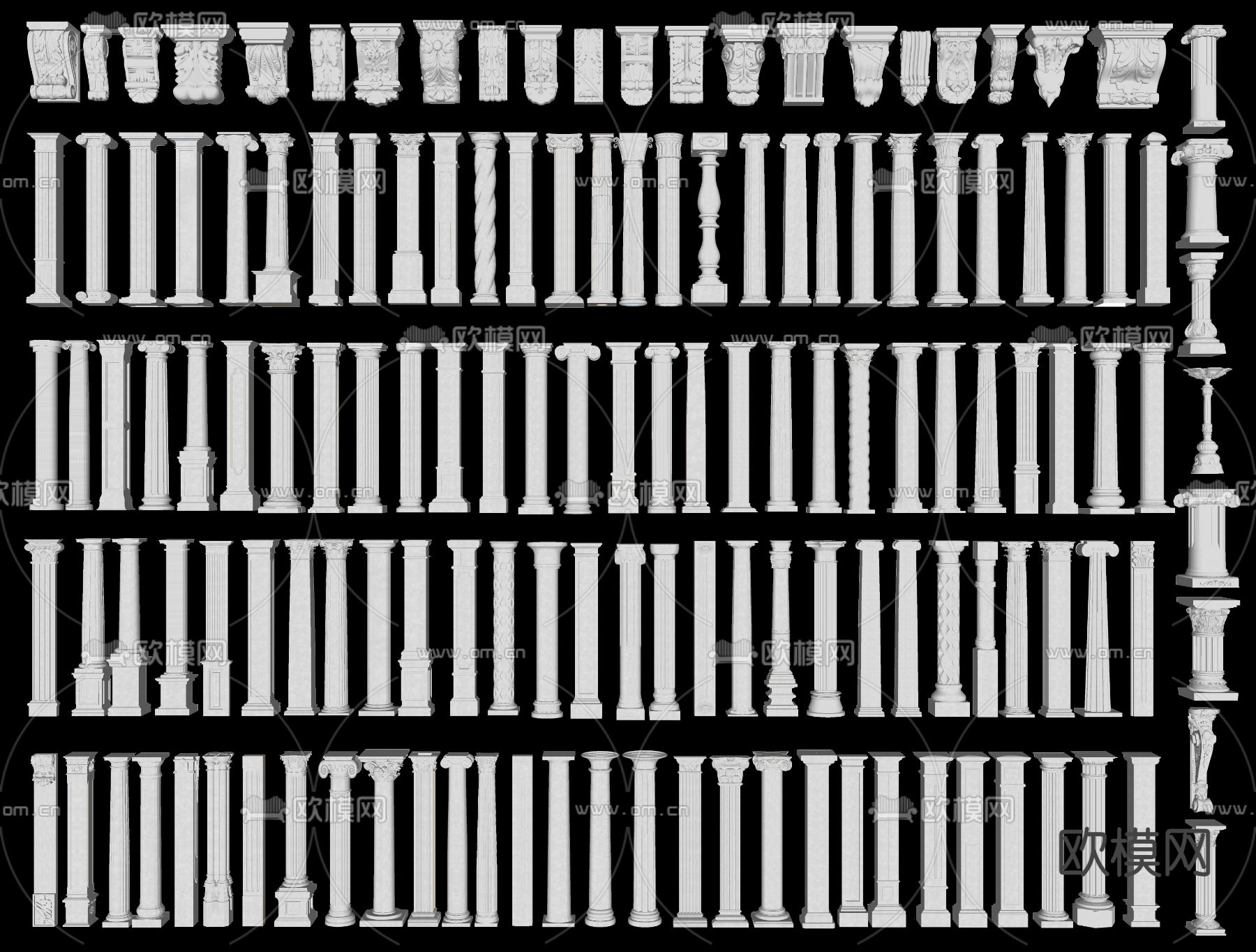 欧式罗马柱 石膏柱子su模型下载（渲染图1）