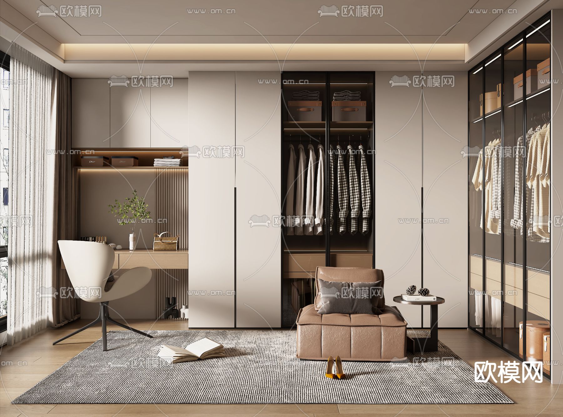 现代衣帽间3d模型下载