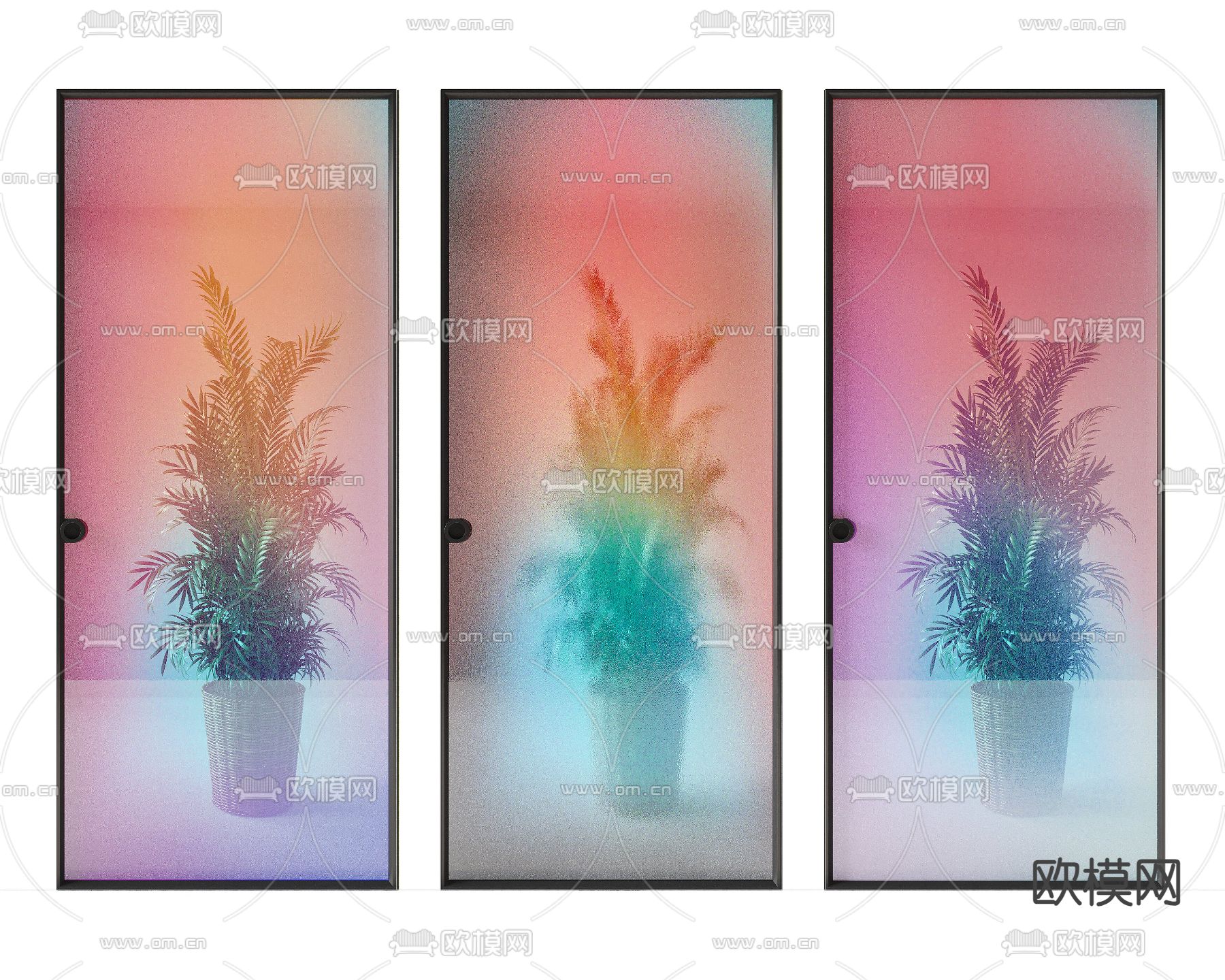 渐变玻璃门 厨卫门 平开门3d模型下载