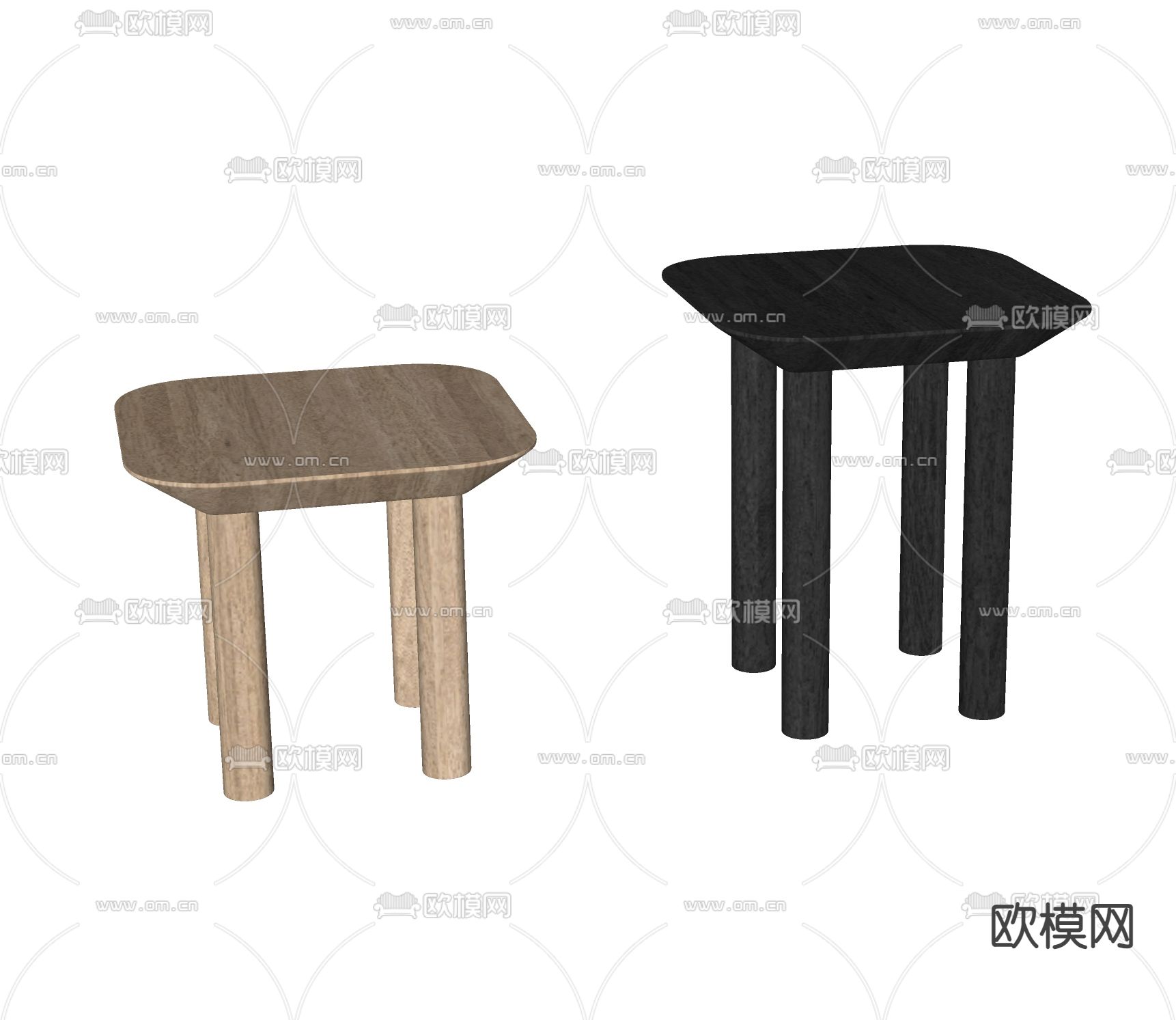 现代凳子 换鞋凳su模型下载（渲染图1）